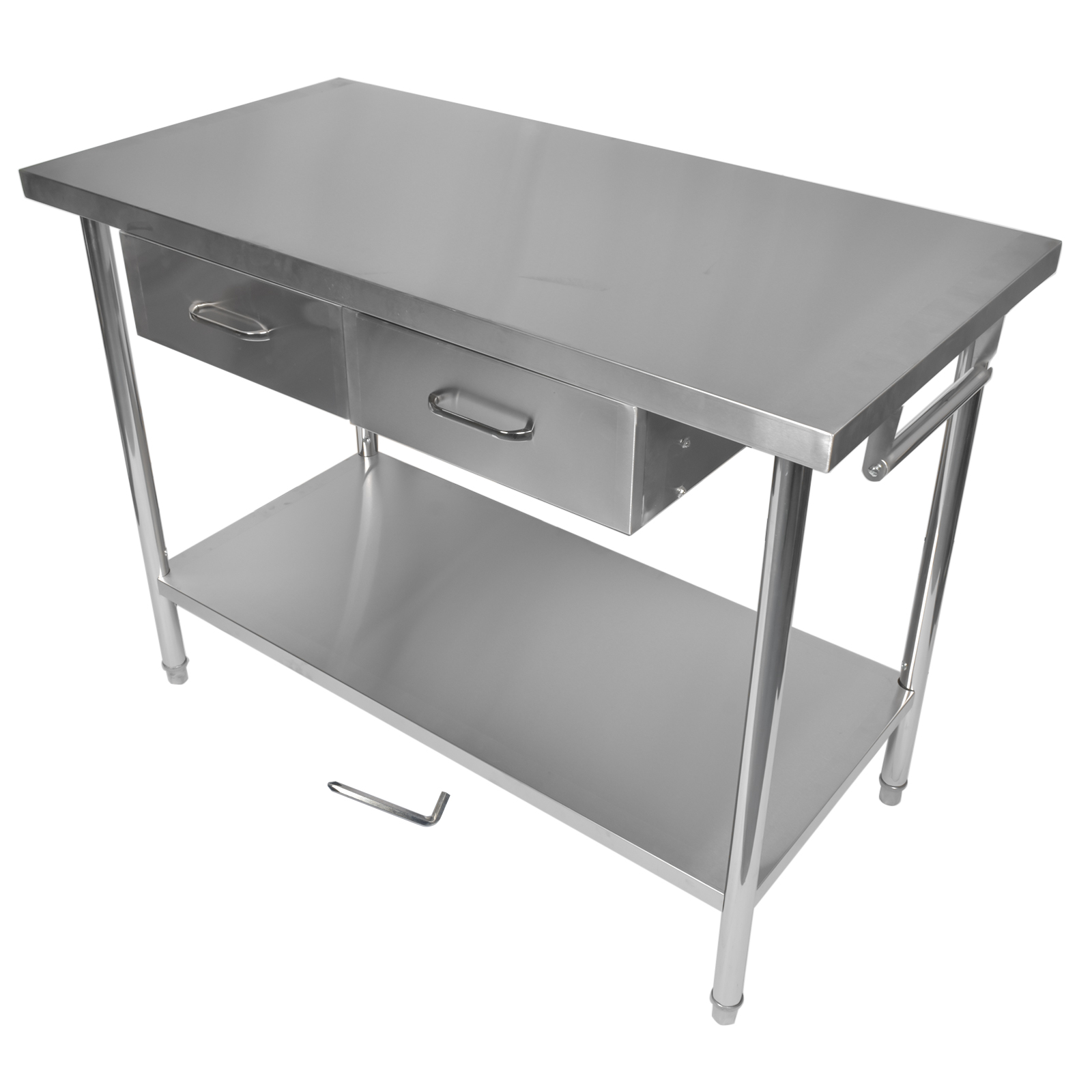 Rolling Kitchen Stainless Steel Work Prep Workstation Silver for Home Restaurant