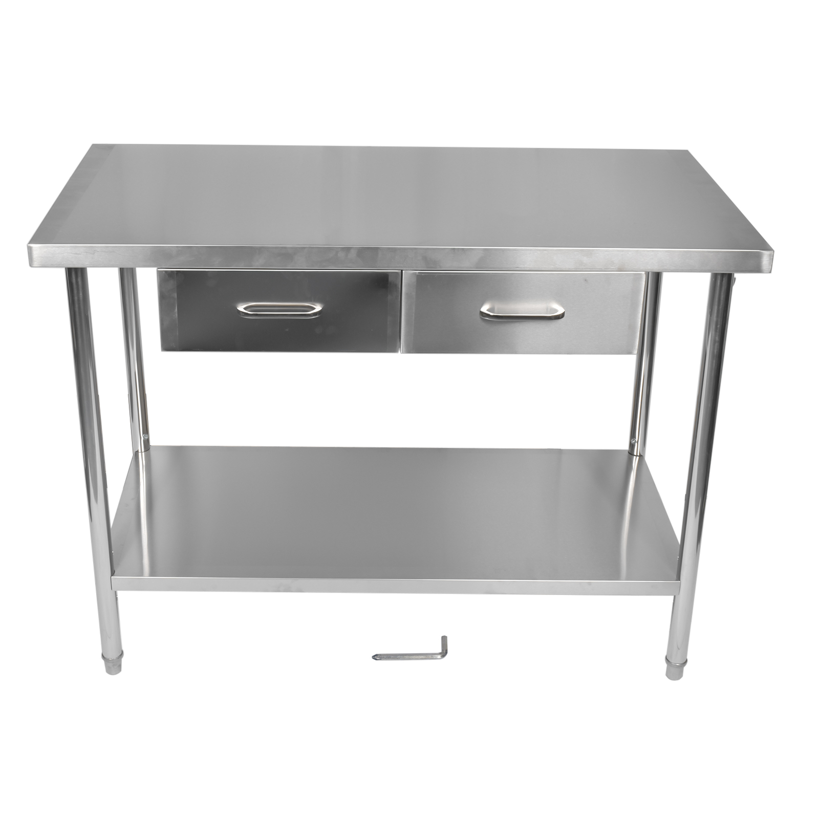 Rolling Kitchen Stainless Steel Work Prep Workstation Silver for Home Restaurant