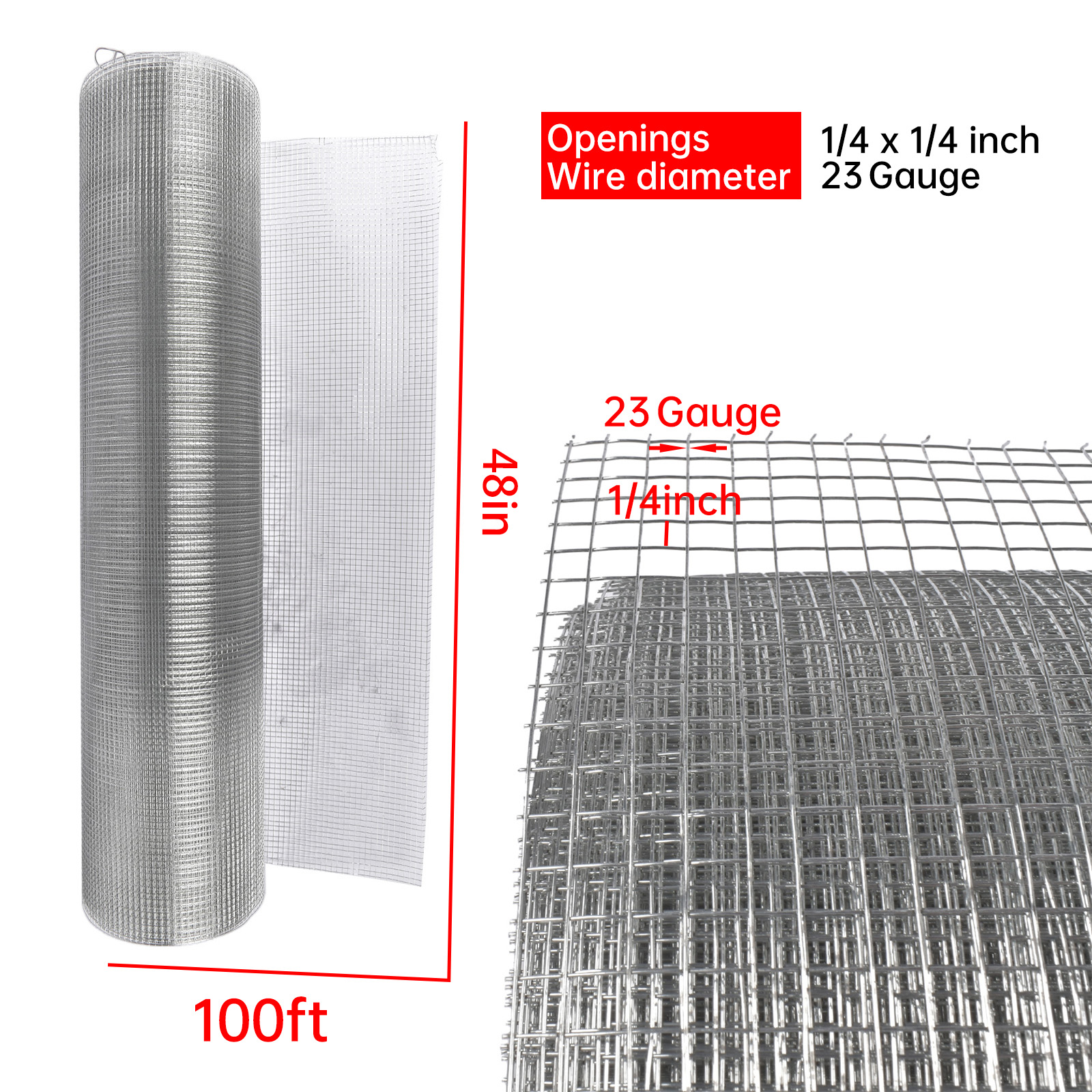 как выглядит Hardware Cloth 1/4 inch 23 Gauge Mesh Roll Chicken Wire Fencing Galvanized metal фото