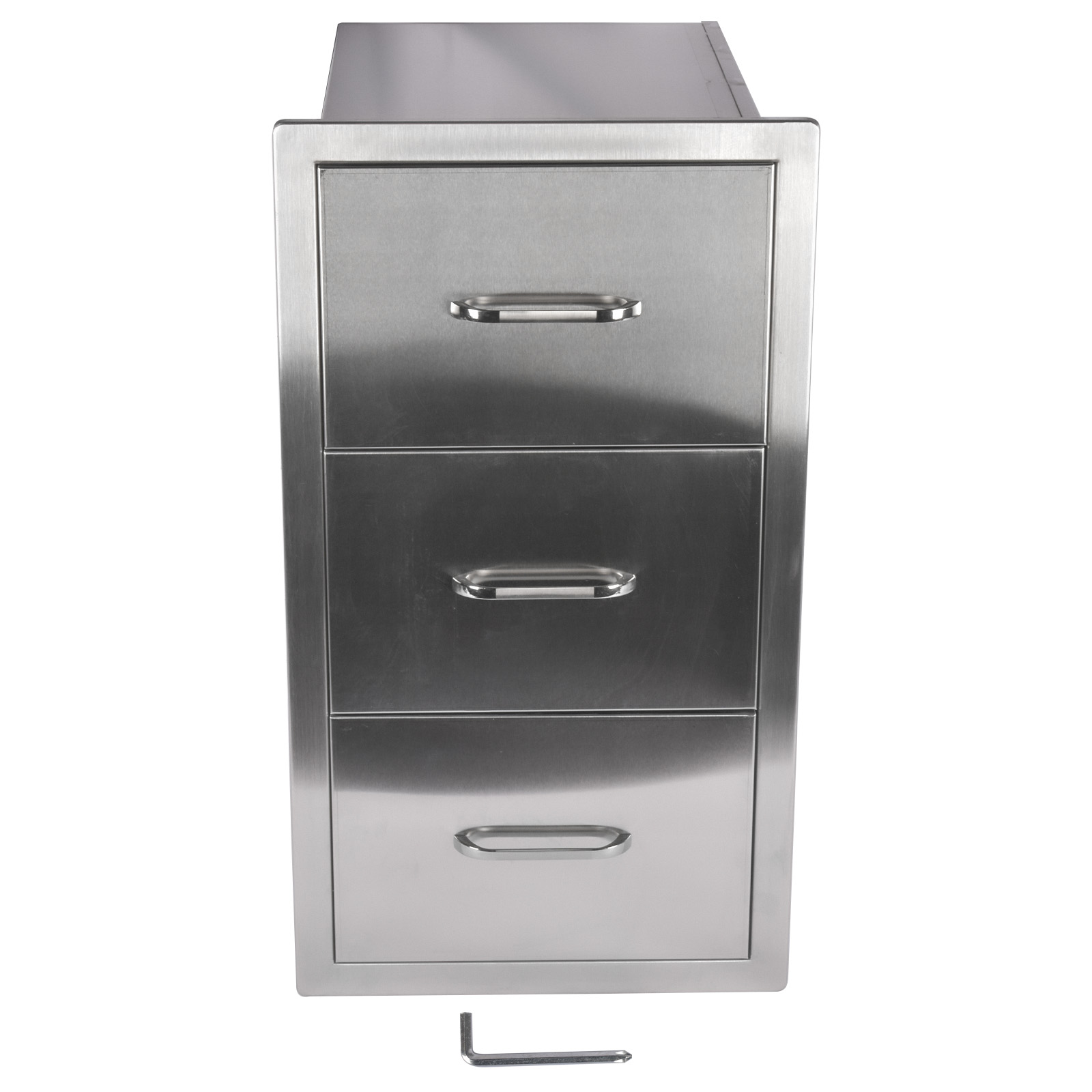 как выглядит Pull-Out Trash Drawer Stainless Steel Outdoor Kitchen Cabinet Handled Trash Bin фото