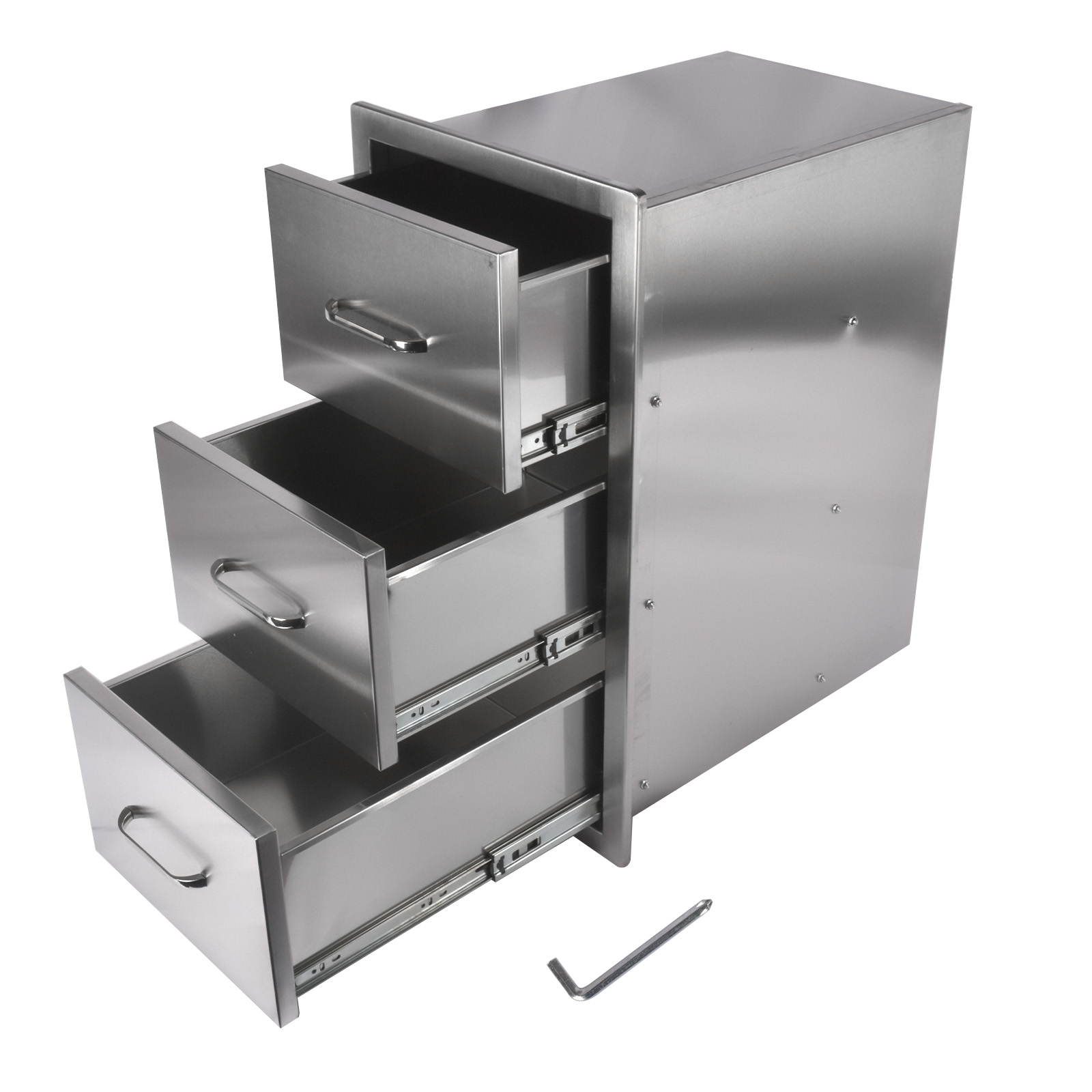 как выглядит Pull-Out Trash Drawer Stainless Steel Outdoor Kitchen Cabinet Handled Trash Bin фото