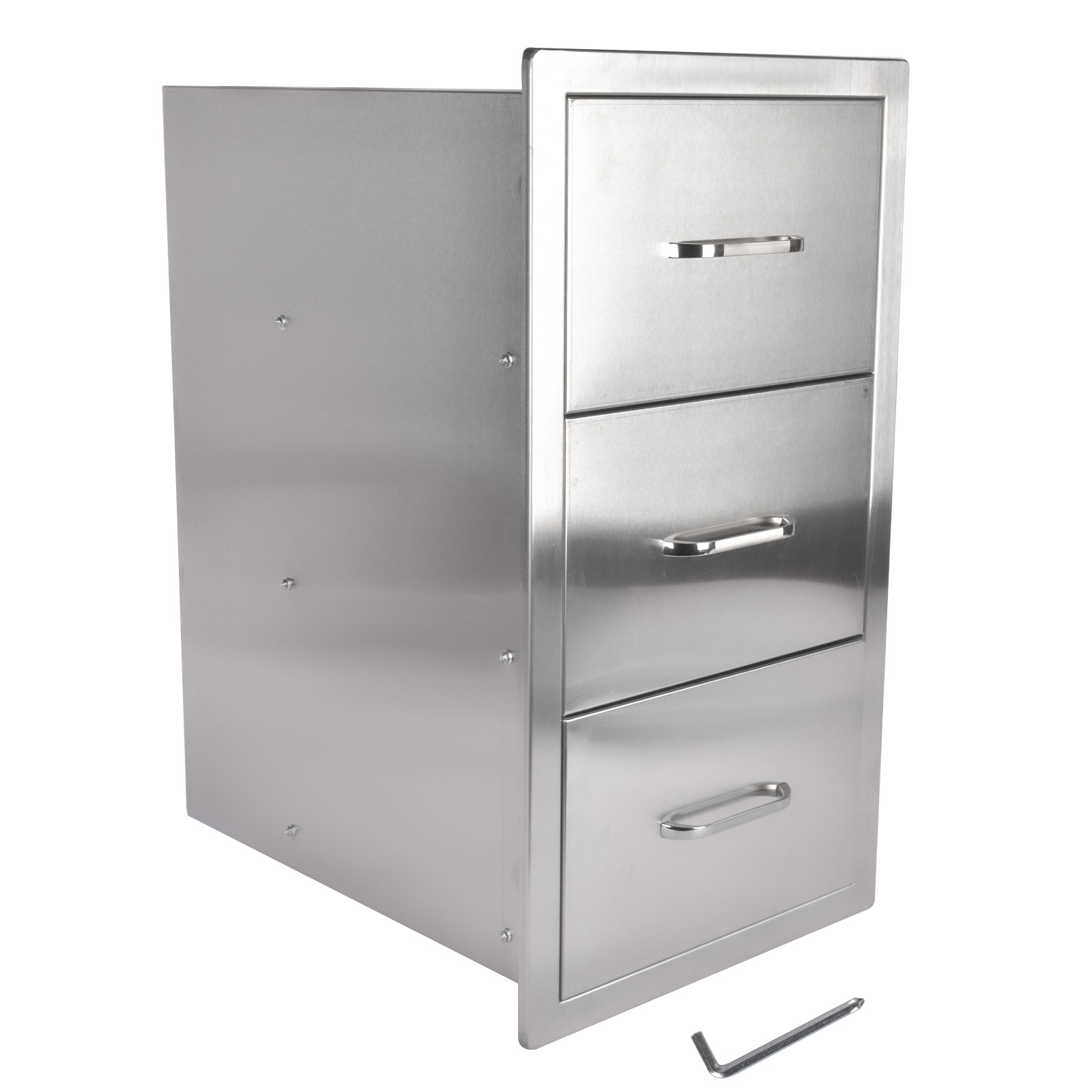 как выглядит Pull-Out Trash Drawer Stainless Steel Outdoor Kitchen Cabinet Handled Trash Bin фото