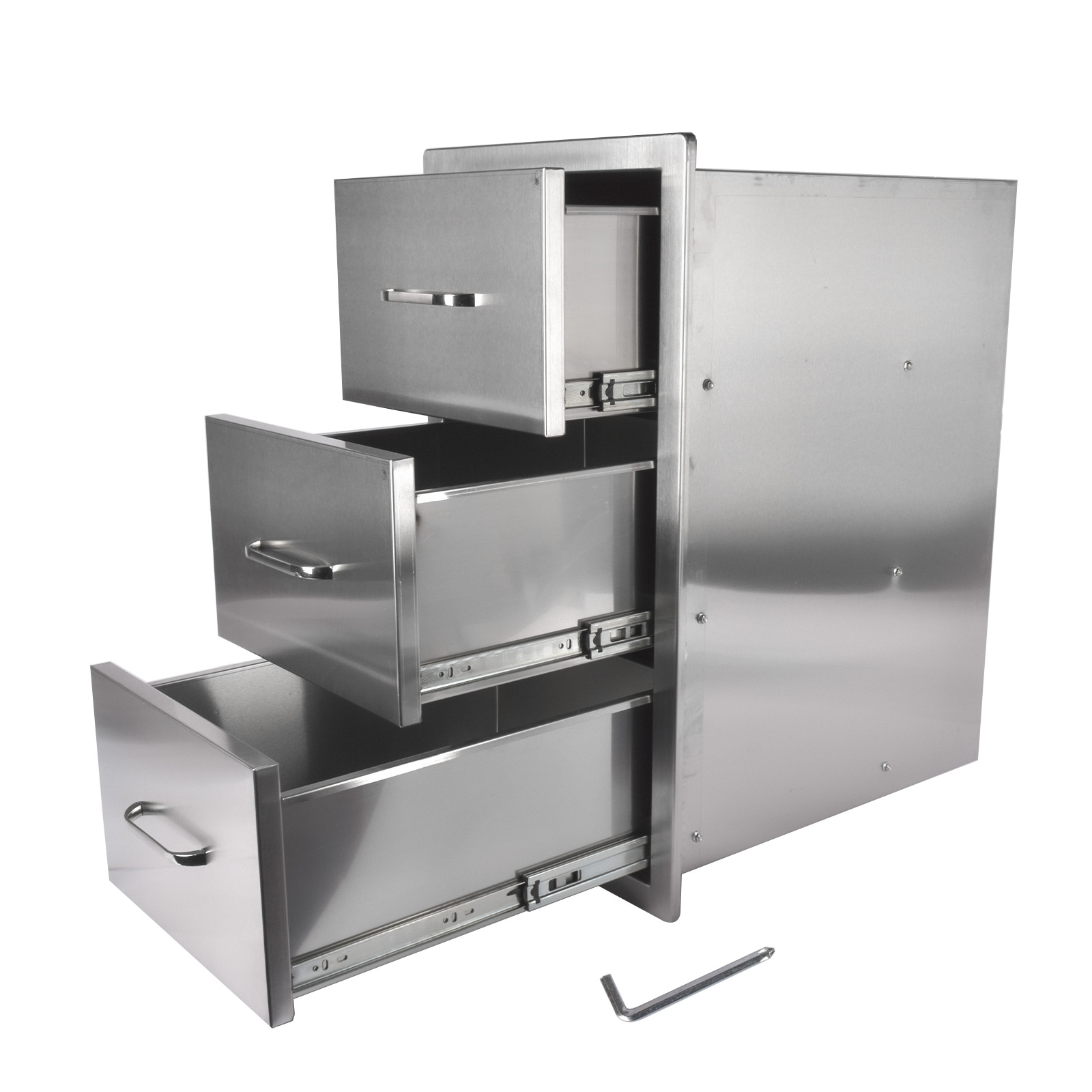 как выглядит Pull-Out Trash Drawer Stainless Steel Outdoor Kitchen Cabinet Handled Trash Bin фото