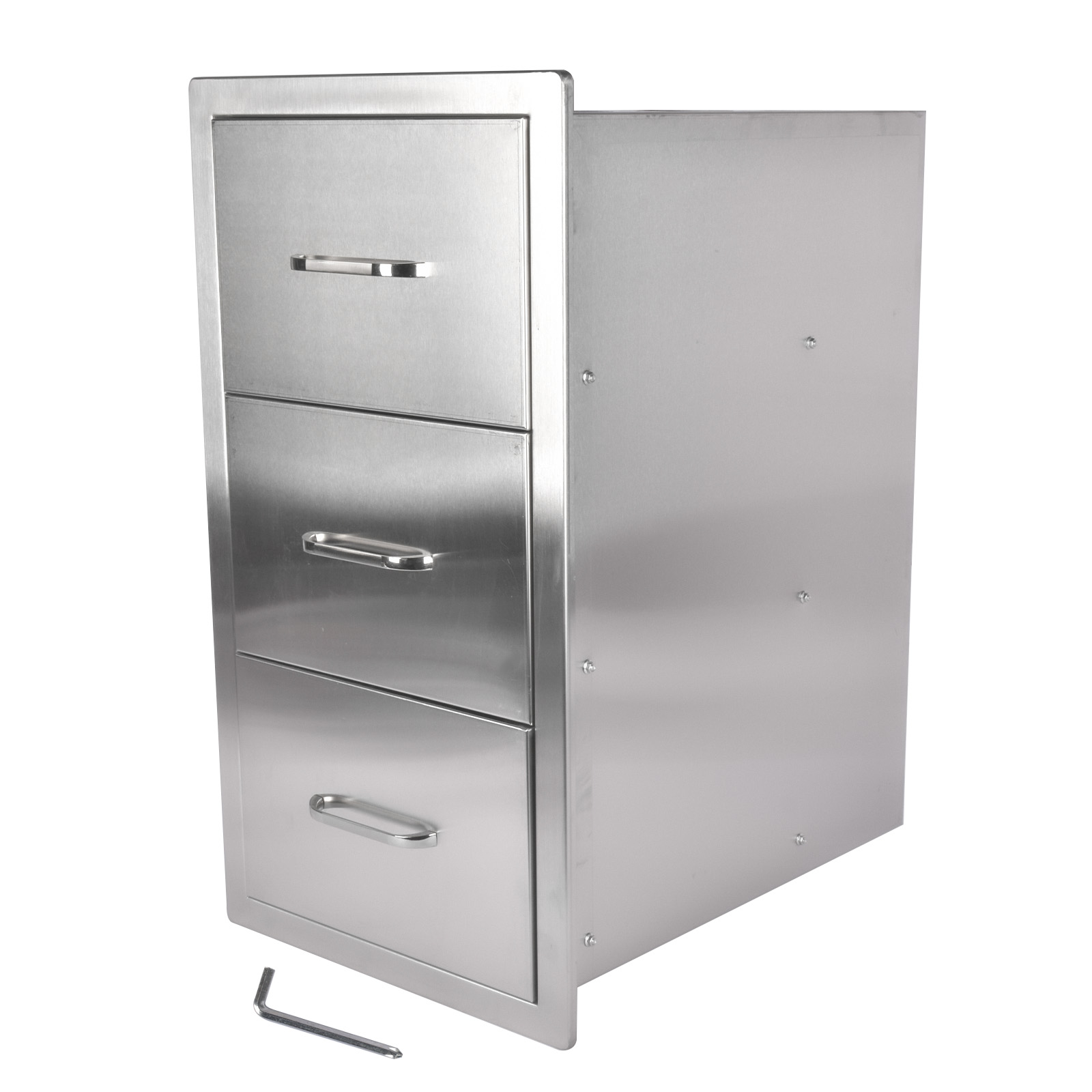 как выглядит Pull-Out Trash Drawer Stainless Steel Outdoor Kitchen Cabinet Handled Trash Bin фото