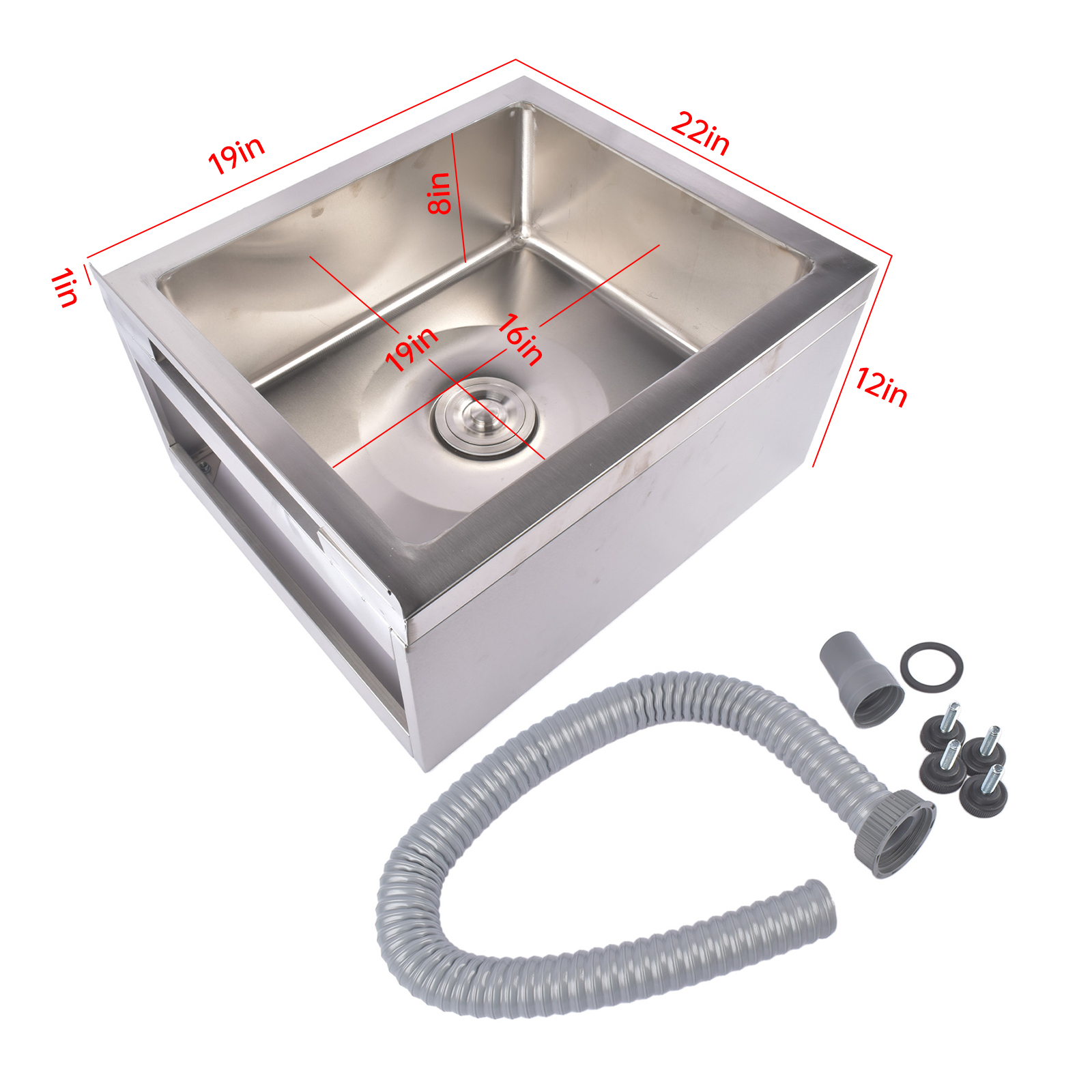 Stainless Steel Floor Mop Sink -22x19x12″ / 24x24x13″ Commercial Mop Sink Silver