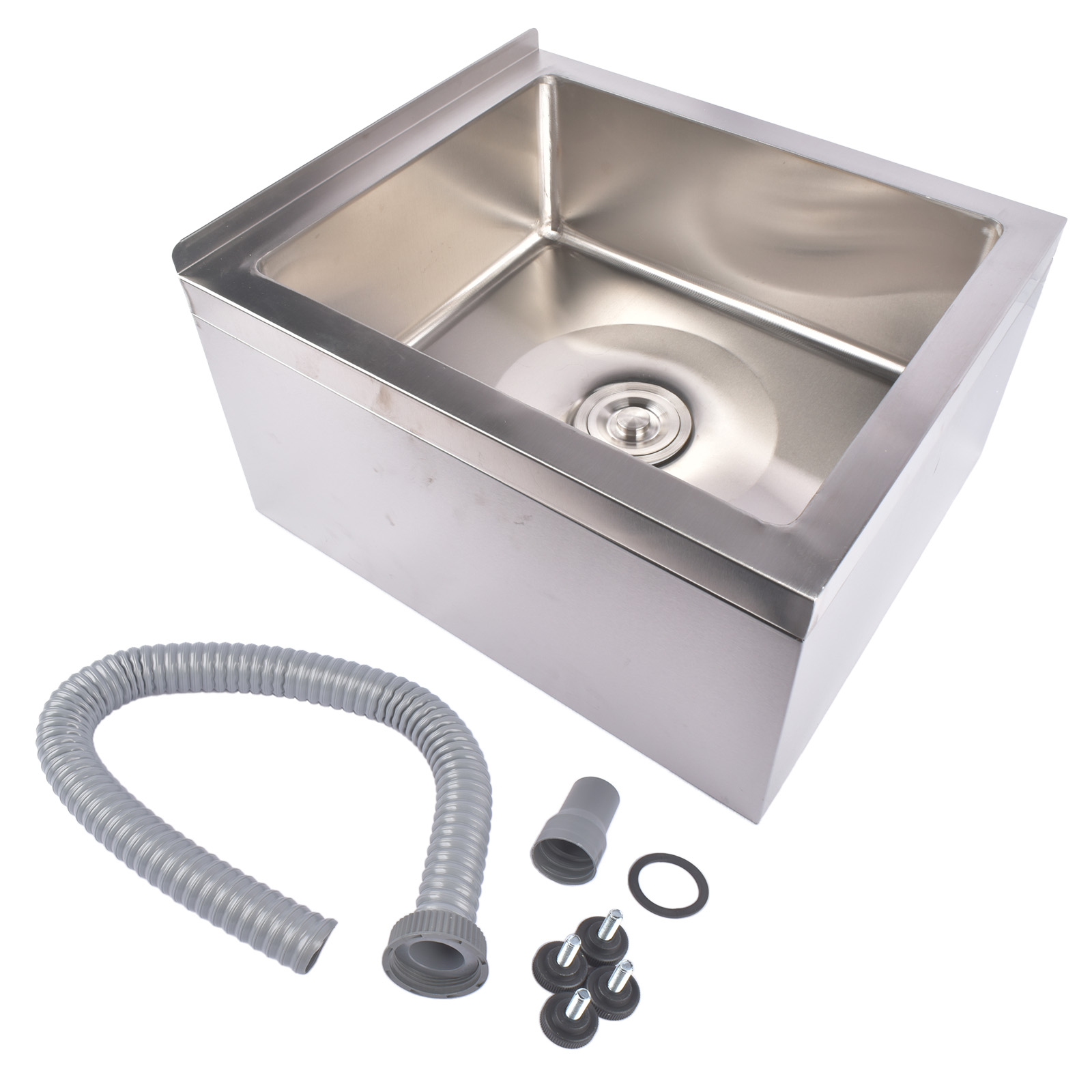 Stainless Steel Commercial Mop Sink 24*24*13in / 24x24x13in w/ Drain Hose Silver