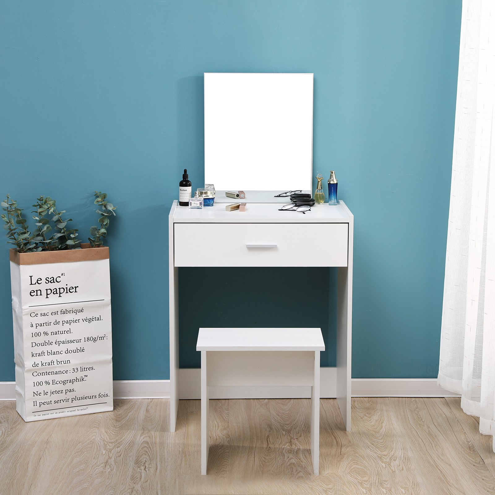 Modern White Dressing Table W Drawer Mirror Stool Makeup Desk Bedroom Vanity Set Ebay