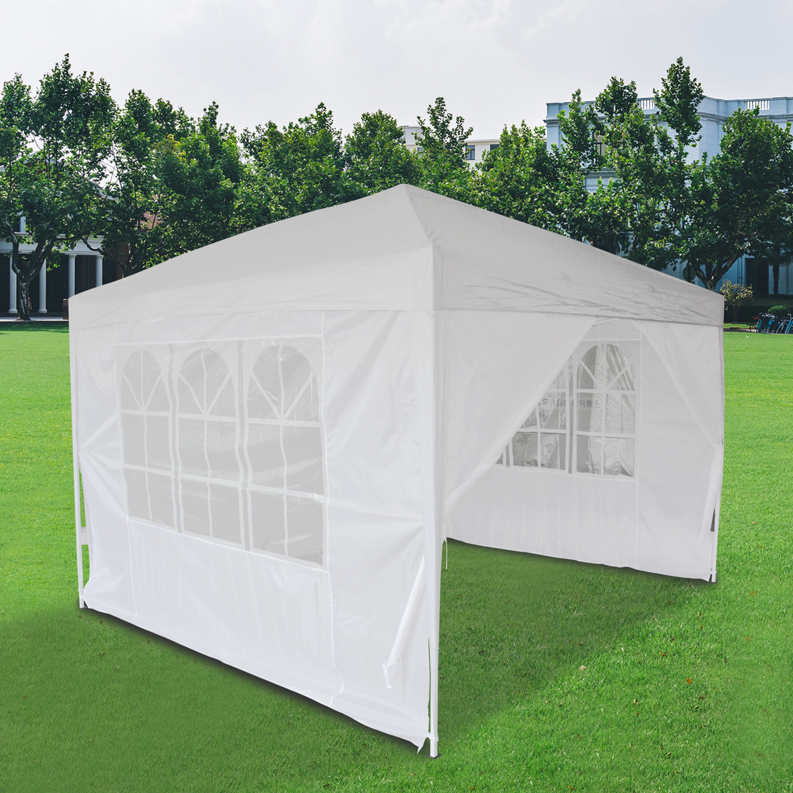 white pop up gazebo with sides