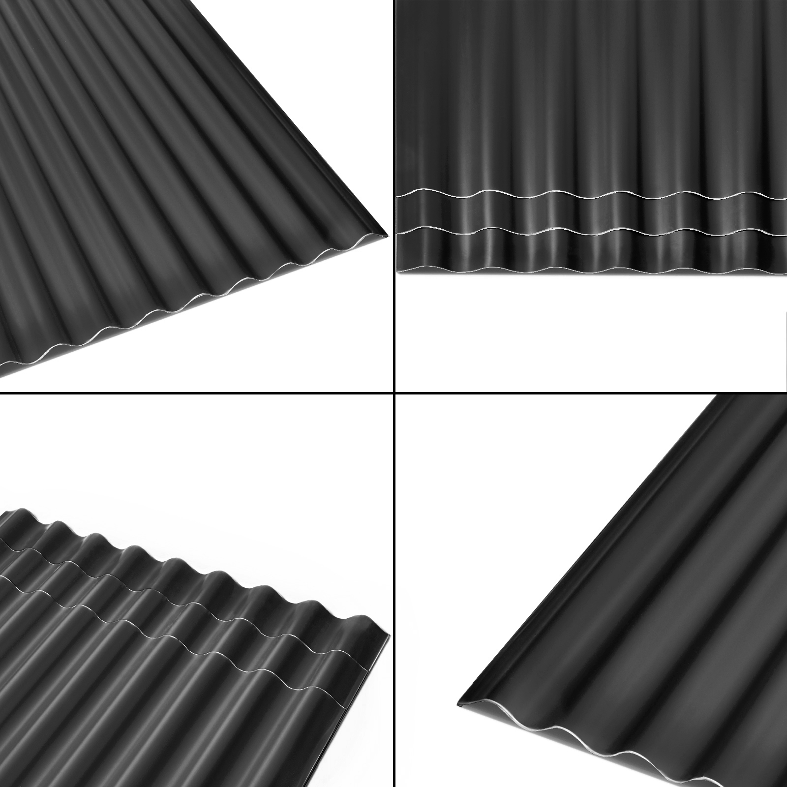 12 PCS Black Roofing Sheet Corrugated Profile Roof Sheets 0.3mm