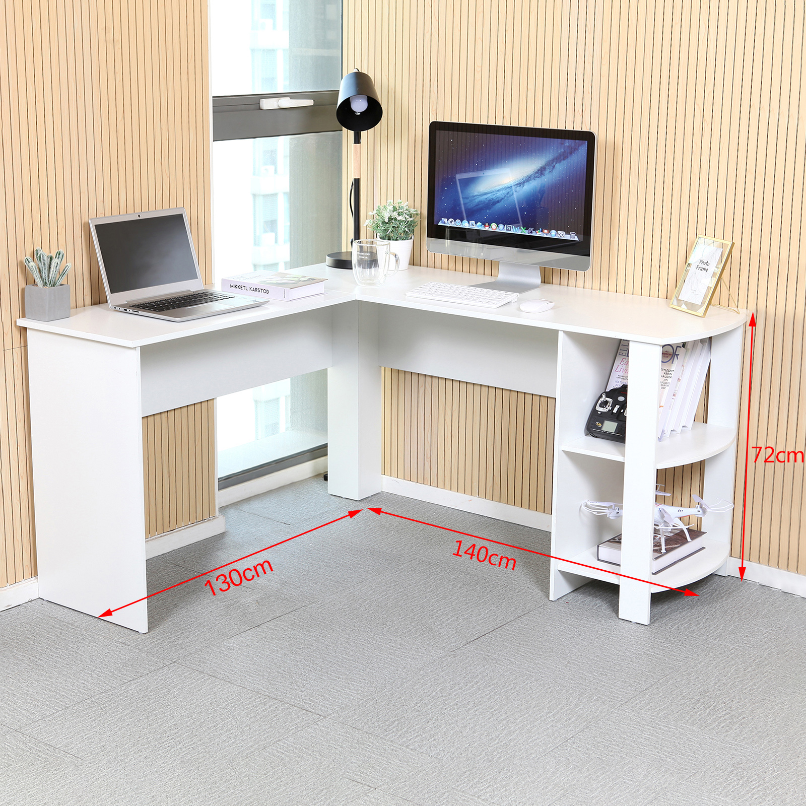 White L Shaped Computer Desk Corner Pc Table Workstation Home