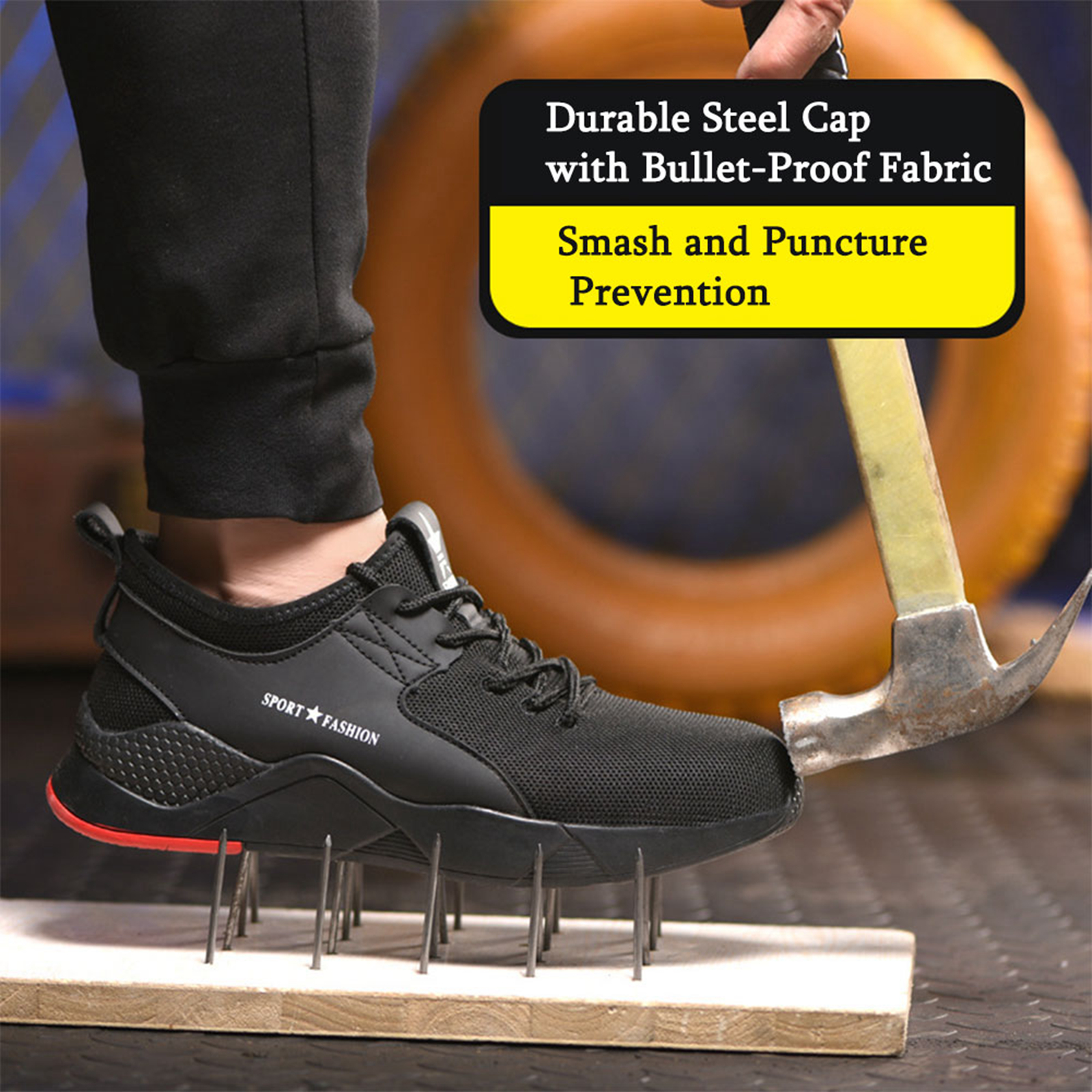 SUADEEX Sicherheitsschuhe Arbeitsschuhe Herren Leicht Sportlich Atmungsaktiv Schutzschuhe mit Stahlkappe Sneaker Anti-Smashing Anti-Piercing Blau 40-EU