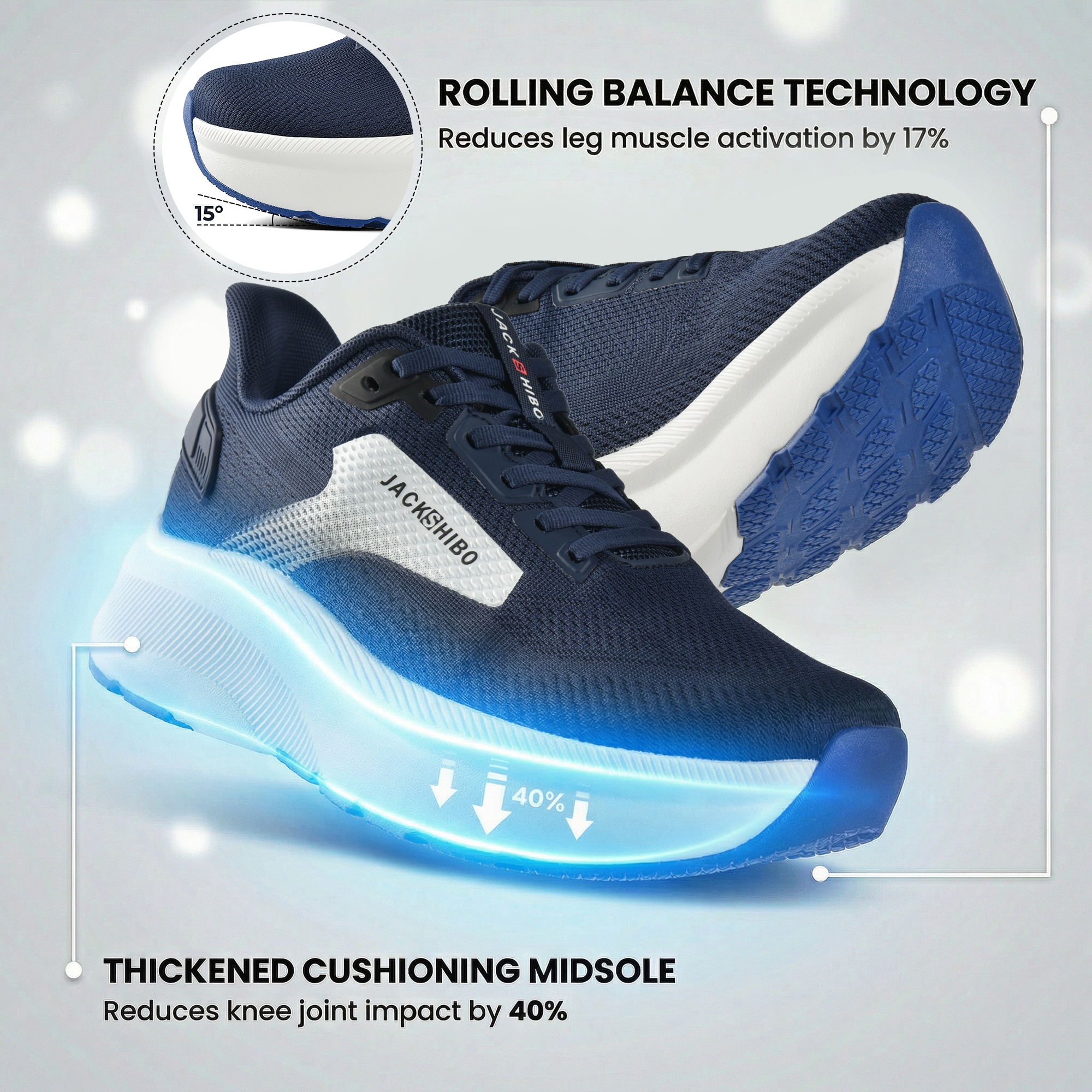 JACKSHIBO Wide Toe Box Shoes Men Hands Free Arch Support Sneakers Lightweight