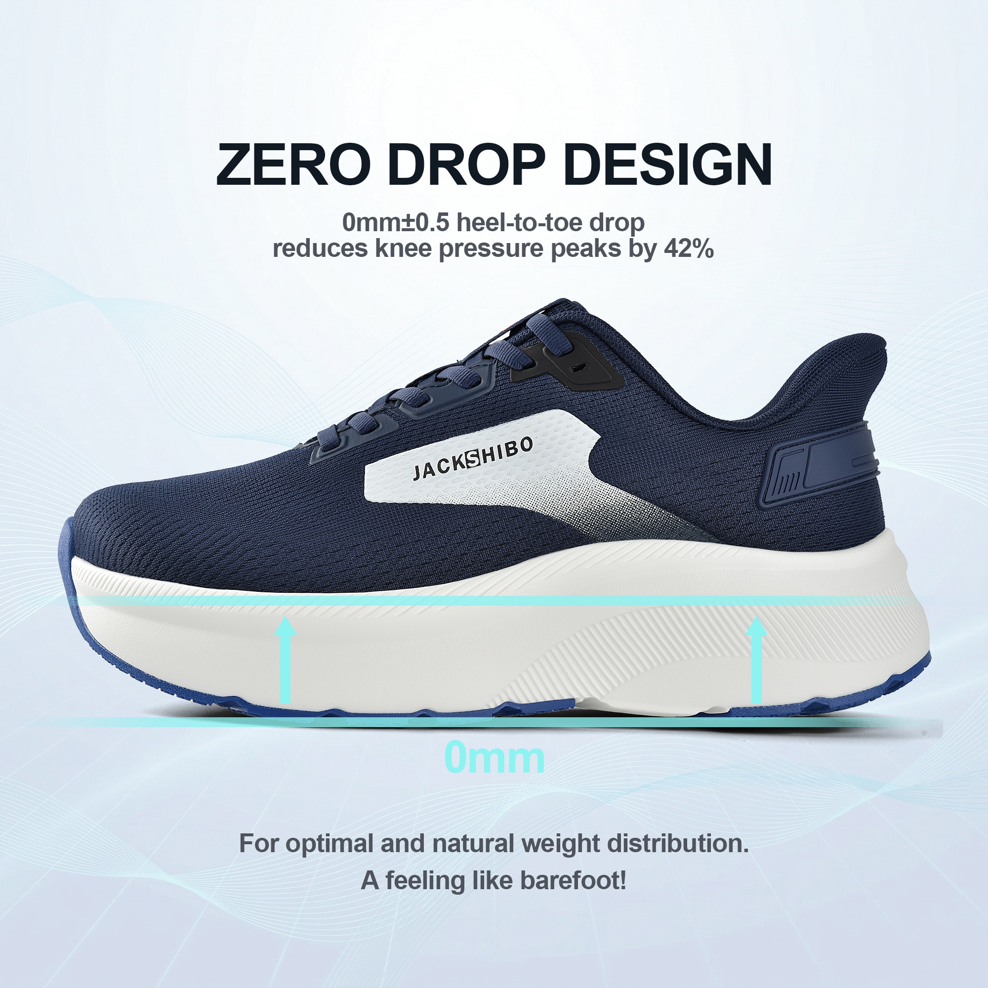 JACKSHIBO Wide Toe Box Shoes Men Hands Free Arch Support Sneakers Lightweight