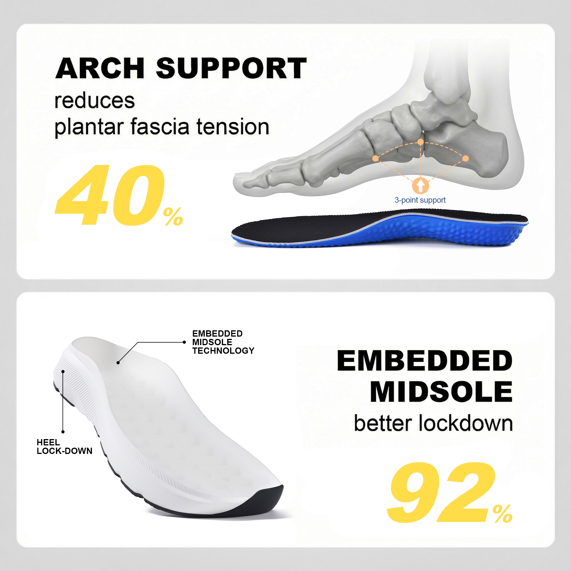 JACKSHIBO Wide Toe Box Shoes Men Hands Free Arch Support Sneakers Lightweight