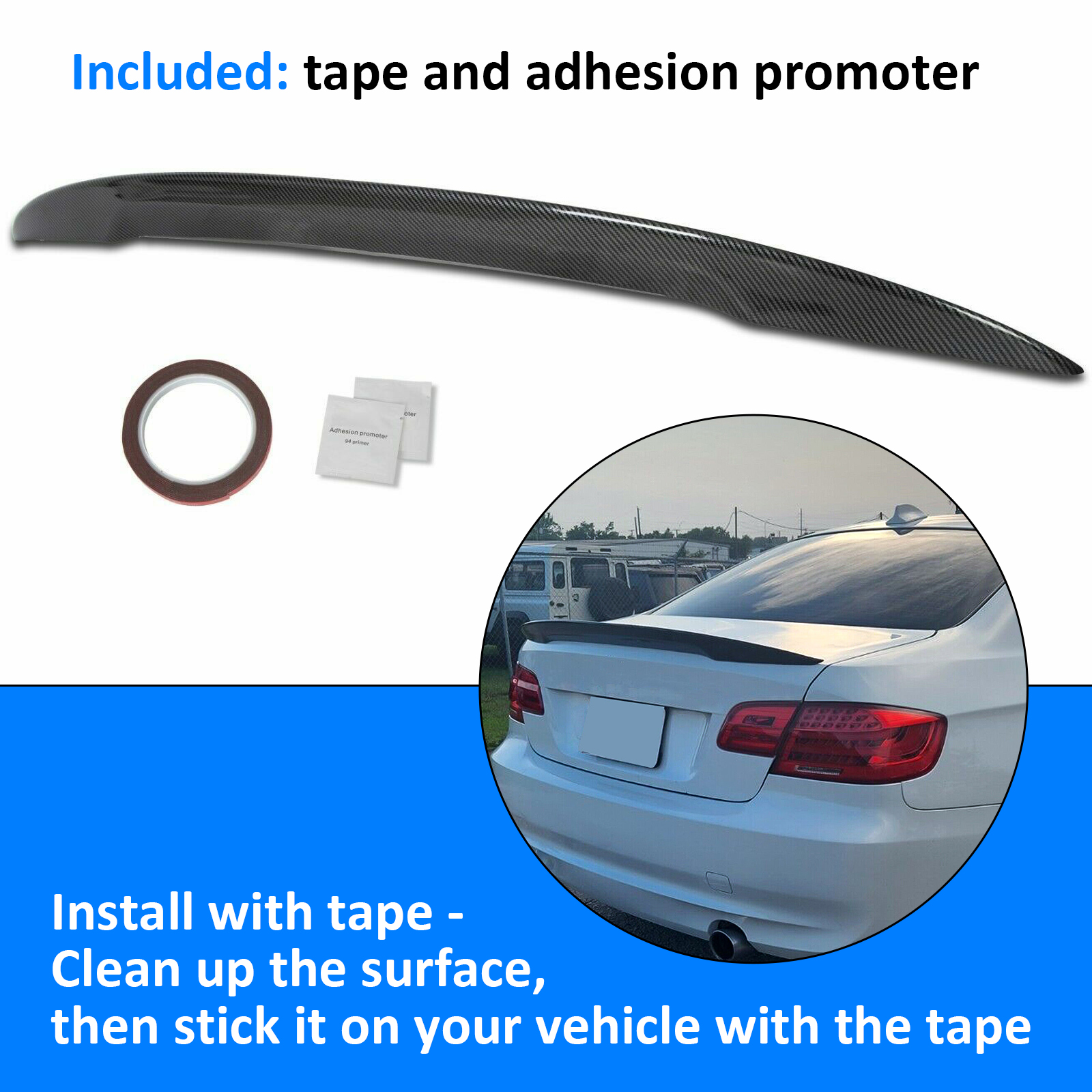 Carbon Fiber Style Spoiler For BMW E92 3 Series Coupe 2007-2013 - ABS Plastic Trunk Wing