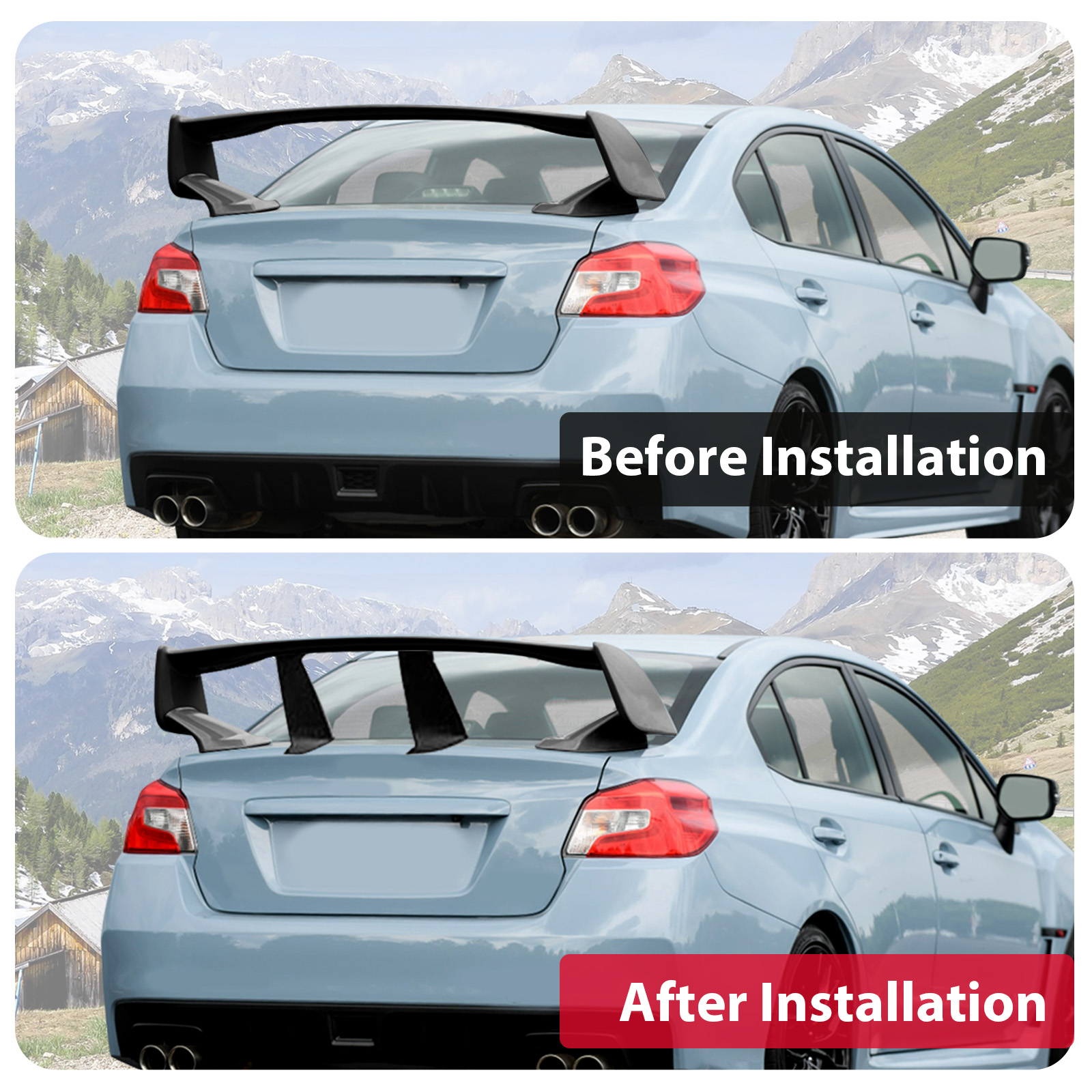 HECASA 2PCS Spoiler Wing Stabilizer Fit For Subaru WRX STi Sedan