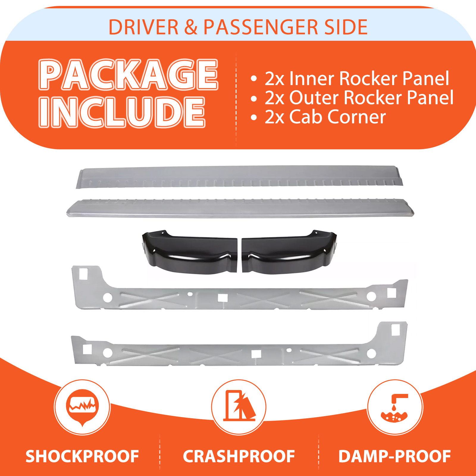 6PCS Fits 99-07 Silverado Sierra 1500 Extended Cab Rocker
