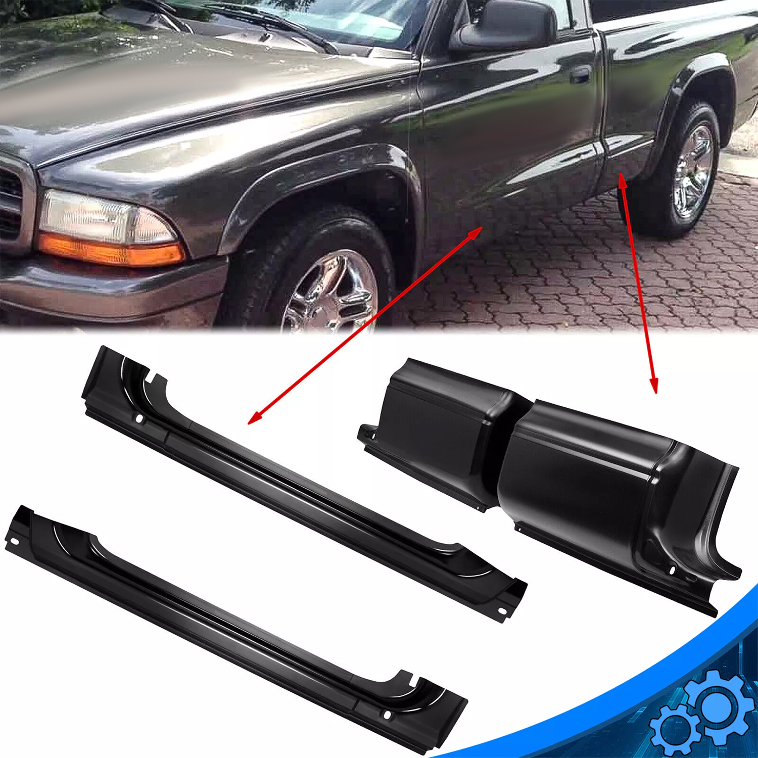 thumbnail image 2 of MCHP Rocker Panels For Dodge Dakota Standard Cab 1997-2004 – Unfinished Steel 2 of 4