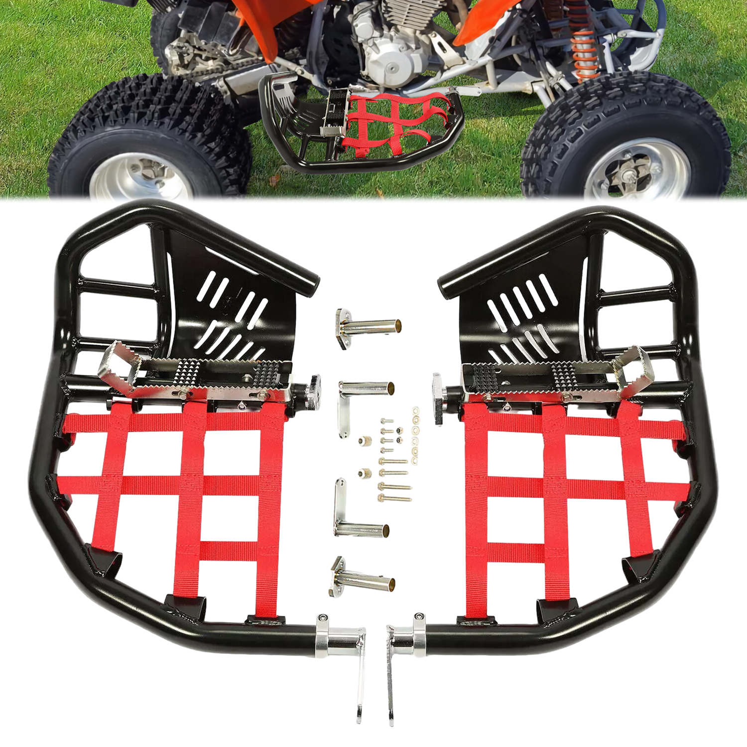 HUMP/BACK ENGINEERING,INC. ブースター FRB-1 Nerf Bars Foot Peg Heel Guard For Honda 400EX 400X All Years Black