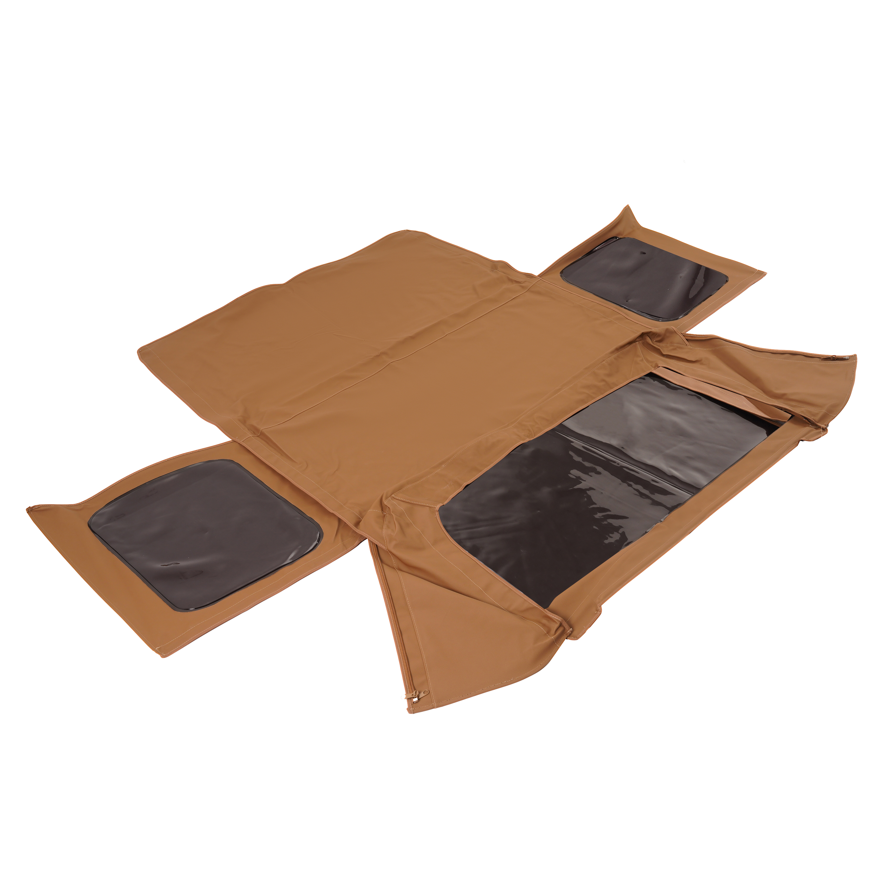 Soft Top Kit Tan Squared Front Upper Half Doors For 1987-1995 JEEP