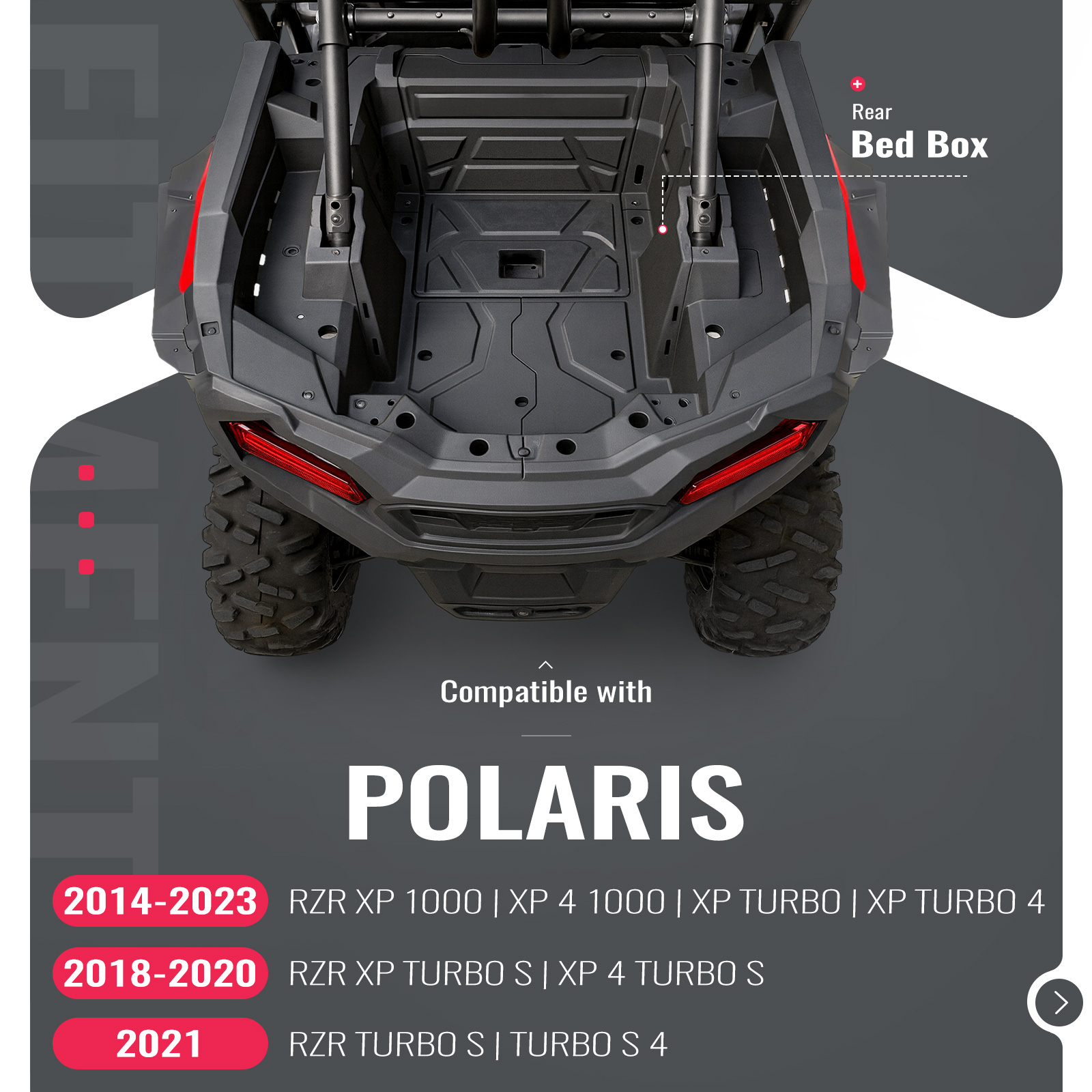 rs125 箱シート Right Side 3in1 Rear Bed Box for Polaris RZR XP 1000/ Turbo S 2014