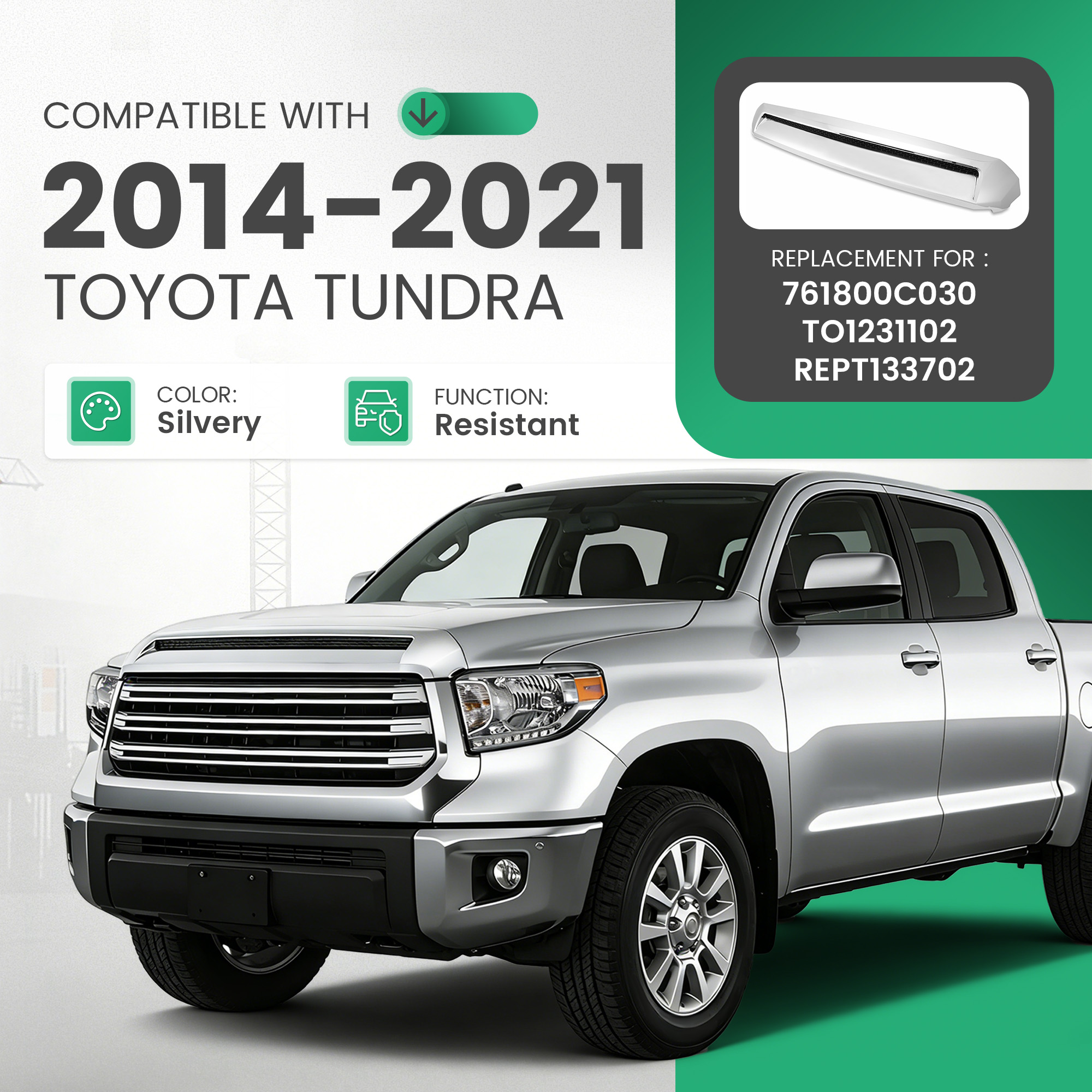 For Toyota Tundra 14-21 Front Molding Upper Grille Hood Bulge