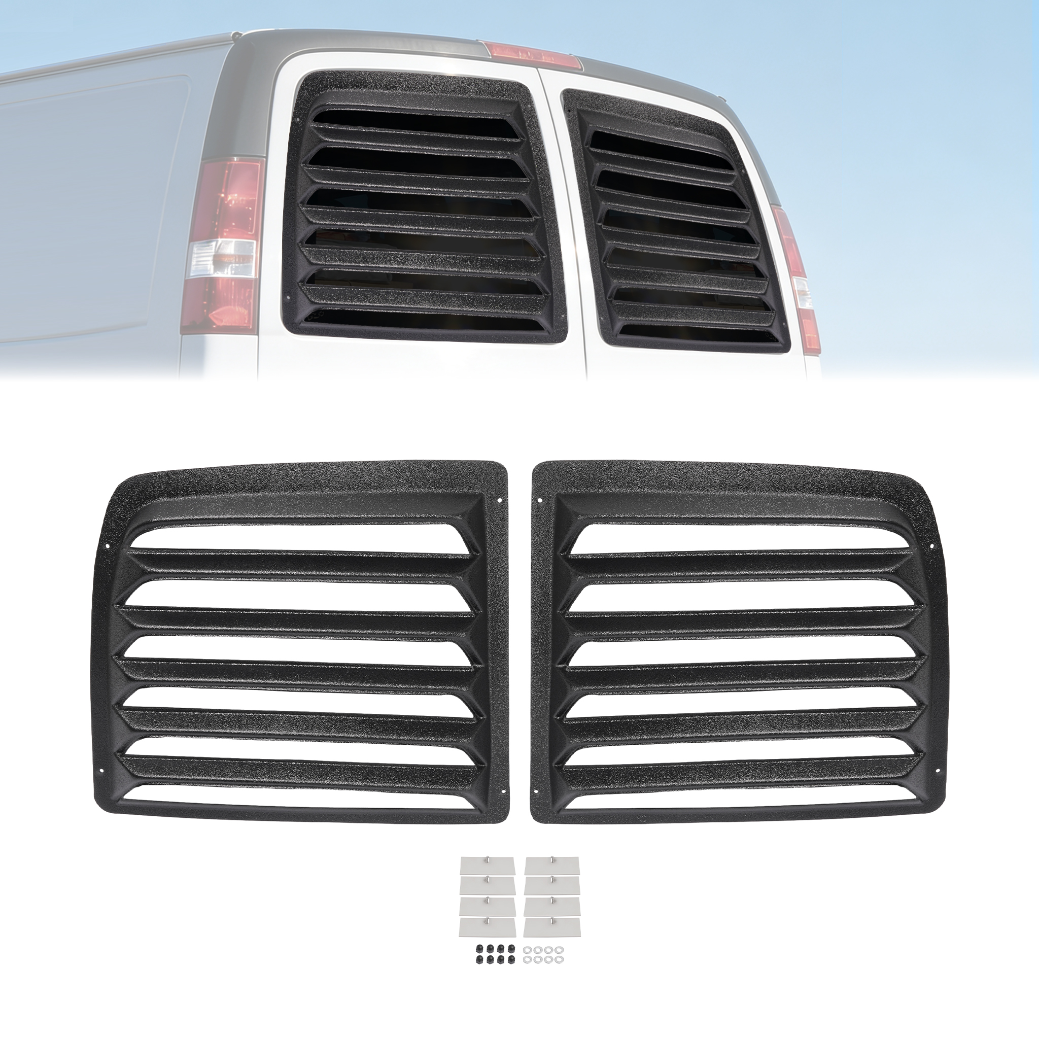 Rear Window Louver Sun Shade For 97-17 Chevy Express GMC Savana