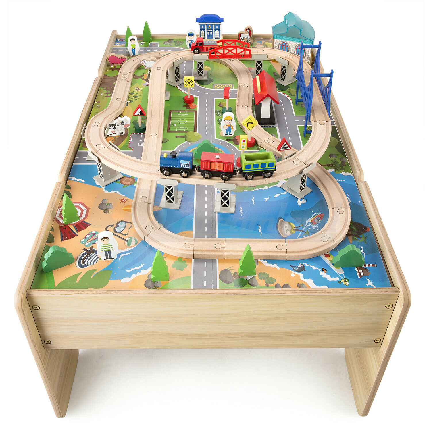 Kids Wooden Train Railway Activity 