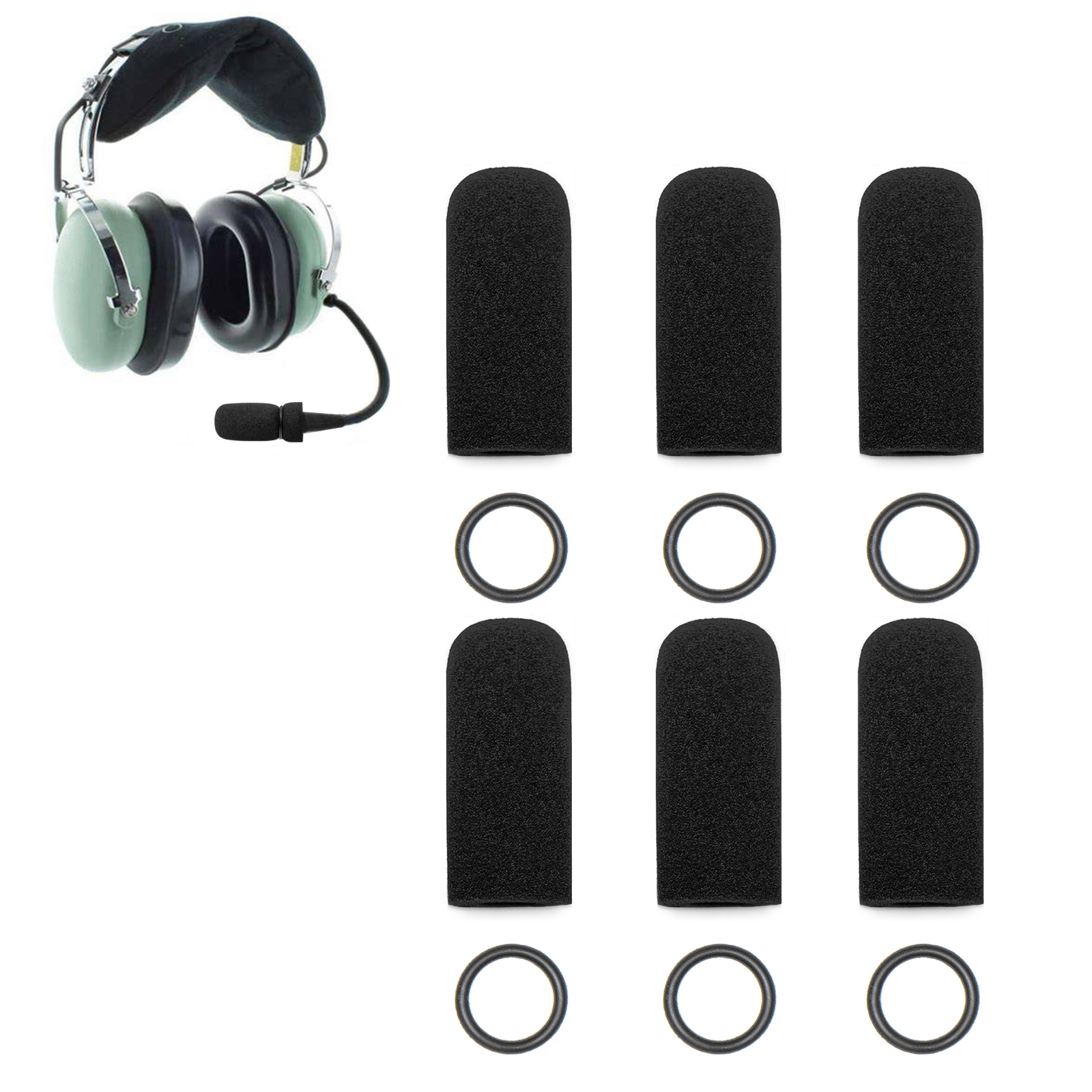 Voarmaks 6 Pcs Foam Mic Covers For David Clark DC One-X/PRO-X2/DC-Pro X/H10-13.4/H10-60/H20/M-7/M-4/M-5/M-77/DC-87 Microphones