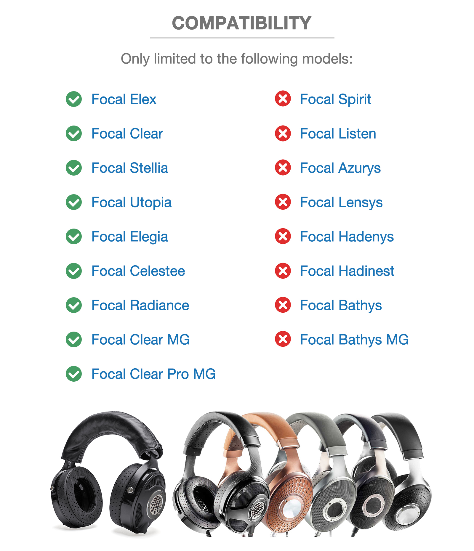 Replacement Luxury Lambskin Headband Cover For Focal Utopia, Clear MG, Stellia, Celestee, Clear Pro MG, Radiance Headphones