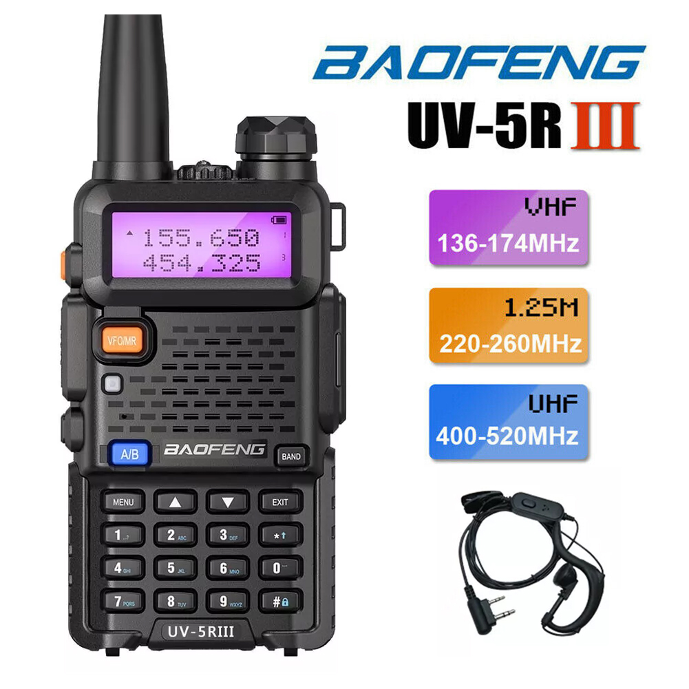 BAOFENG UV-5R III Tri-Band Walkie Talkie Long Range Two Way Radio