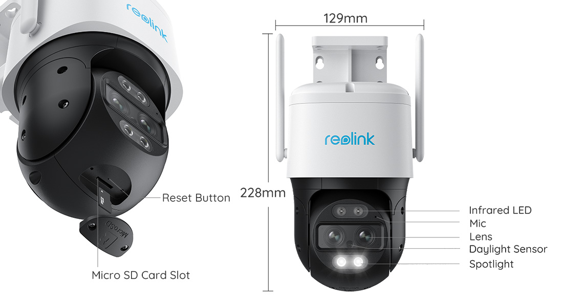 Reolink 4K 8MP Dual Lens Outdoor Security Camera, PTZ Camera with Auto  Tracking, 2.4/5GHz WiFi Smart Person/Vehicle Detection, 6X Hybrid Zoom,  Color Night Vision, TrackMix WiFi 