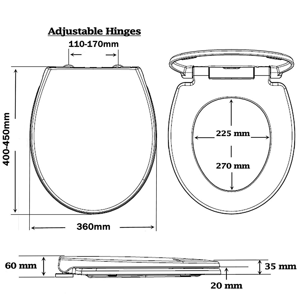 SOFT CLOSE LUXURY WHITE OVAL TOILET SEAT COVER GROOVED LID LOO TOILET