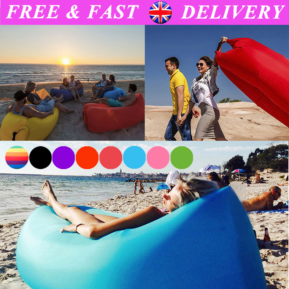Lazy Air Bed Inflatable Lounger Couch Chair Beach Sofa Bag Hangout Camping Bean