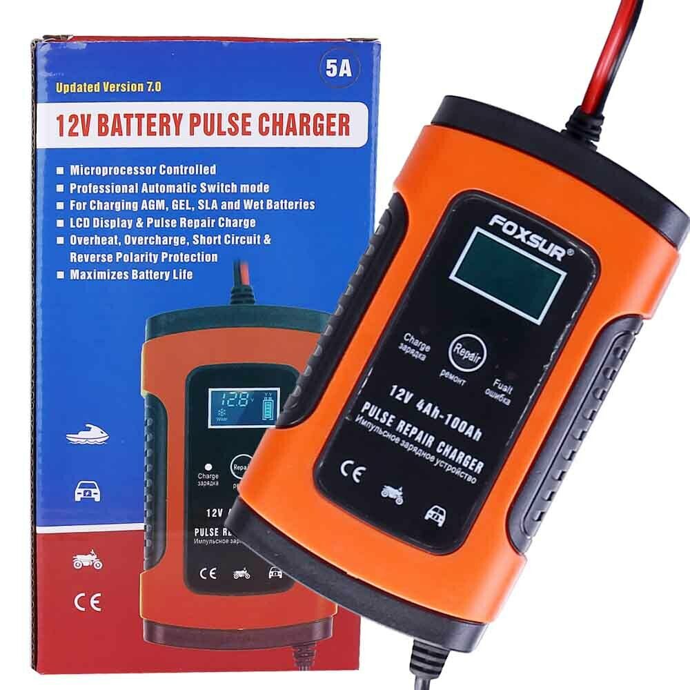 Smart Car Battery Charger 12V Automobile Motorcycle LCD Battery Repair
