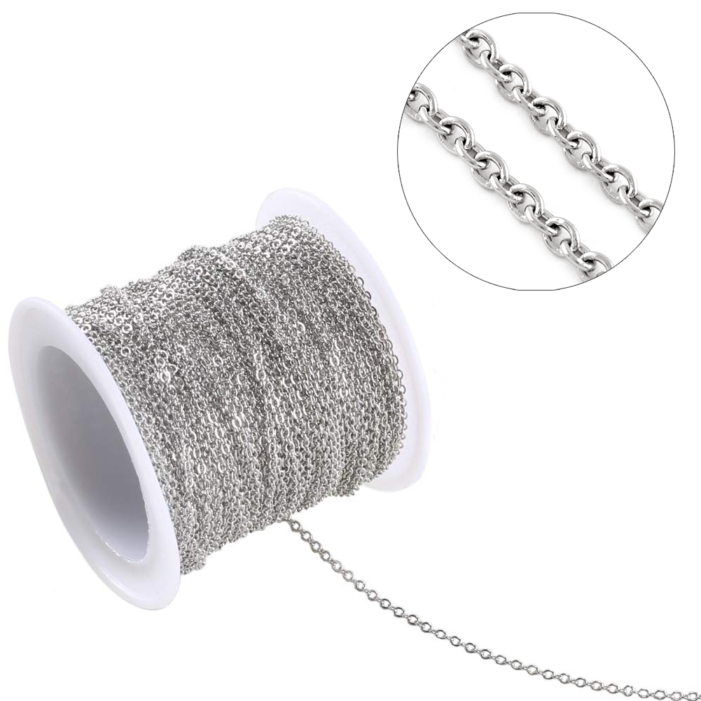10m//roll 304 Stainless Steel Cable Chains Unwelded 3x2mm Link Necklace Making