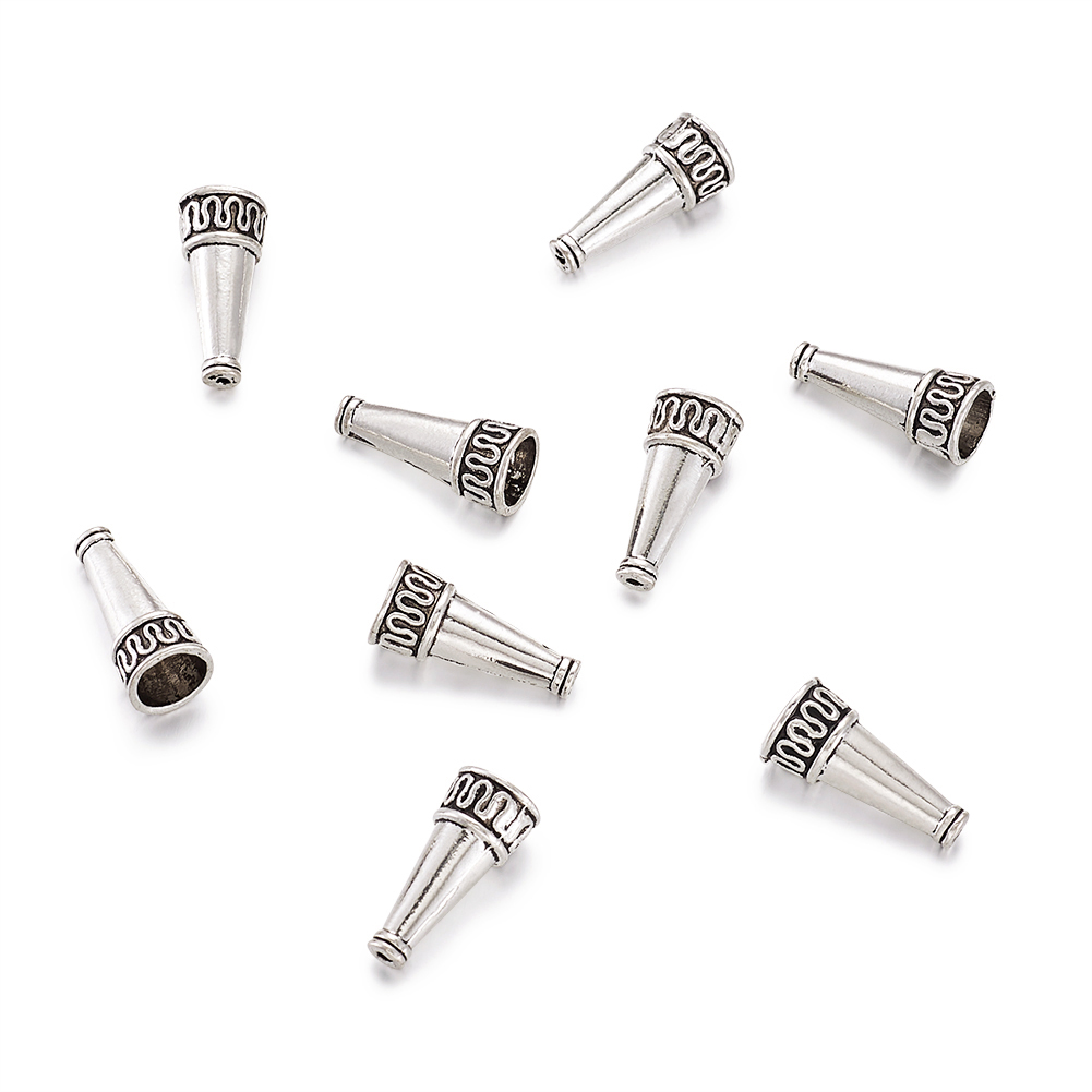 10pcs Unfading Alloy Grooved Bead Caps Apetalous Bead Cones Nickel Free 16x10mm