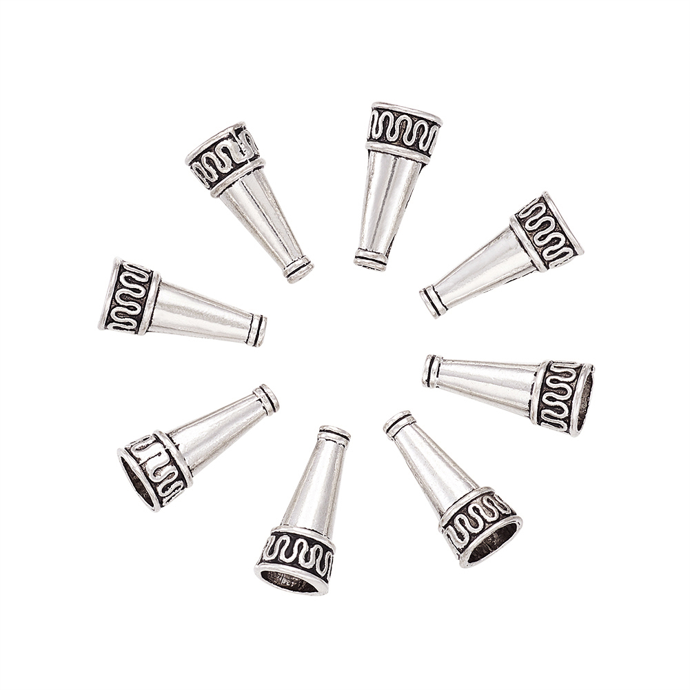 10pcs Unfading Alloy Grooved Bead Caps Apetalous Bead Cones Nickel Free 16x10mm