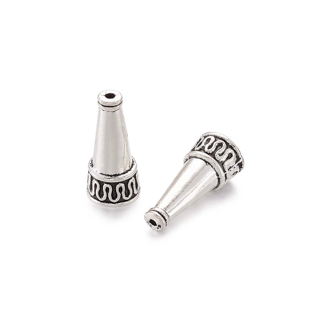 10pcs Unfading Alloy Grooved Bead Caps Apetalous Bead Cones Nickel Free 16x10mm