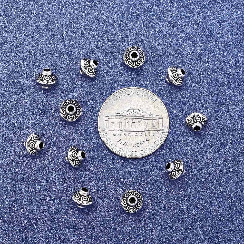50 Antique Silver Tibetan Bicone Spacer Beads 6mm Jewelry Making Supplies  Metal Spacers for Bracelets Necklaces Earrings 