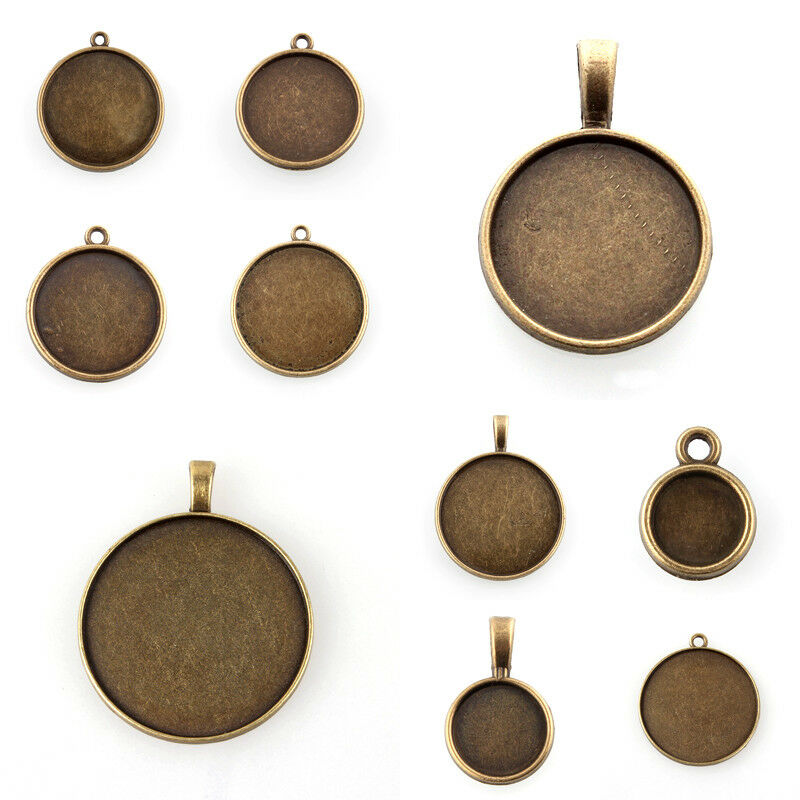 10X Flat Cabochon Base Setting Pendants 0.98/" Tibetan Style DIY Jewelry Parts