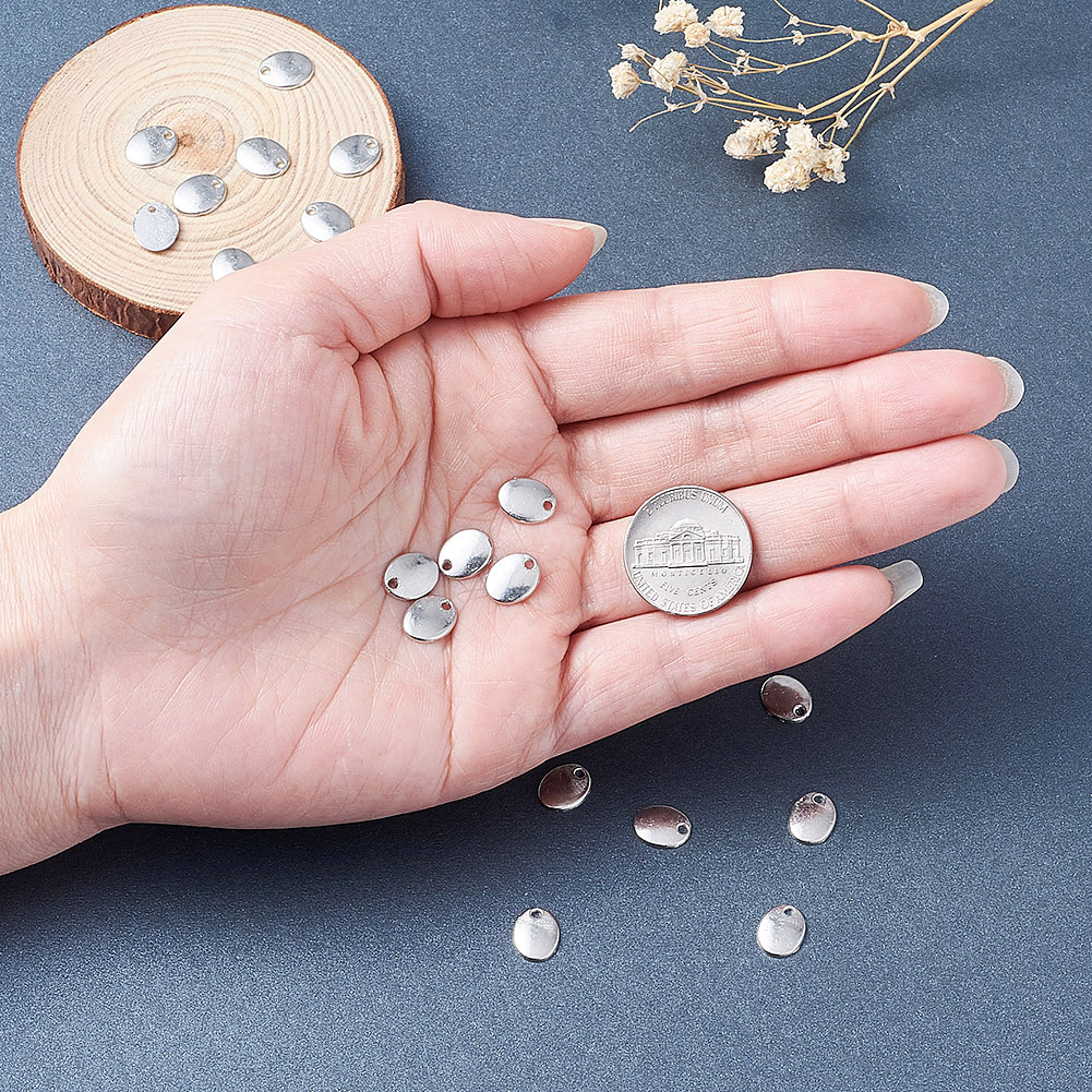 20pcs Tibetan Silver Alloy Tag Pendants Oval Stamping Blanks Tiny Charms 10x8mm