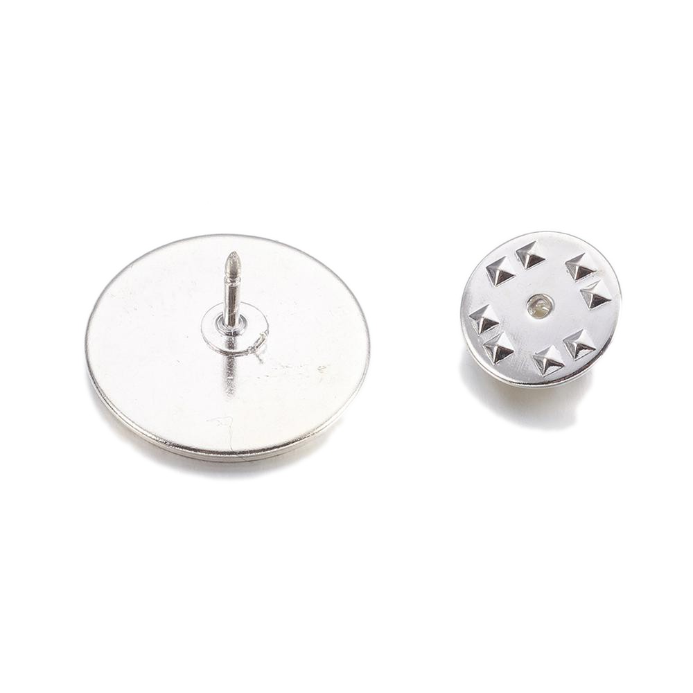 Lot of 10 Round 1//2 inch Flat Pad Brooch Pin Back Craft Findings W// Locking Bar