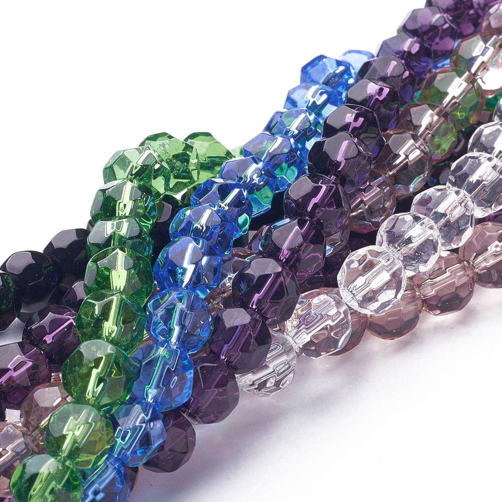 10 Strands Mix Spray Painted Transparent Glass Bead Round 6mm 30/" Jewelry Loose