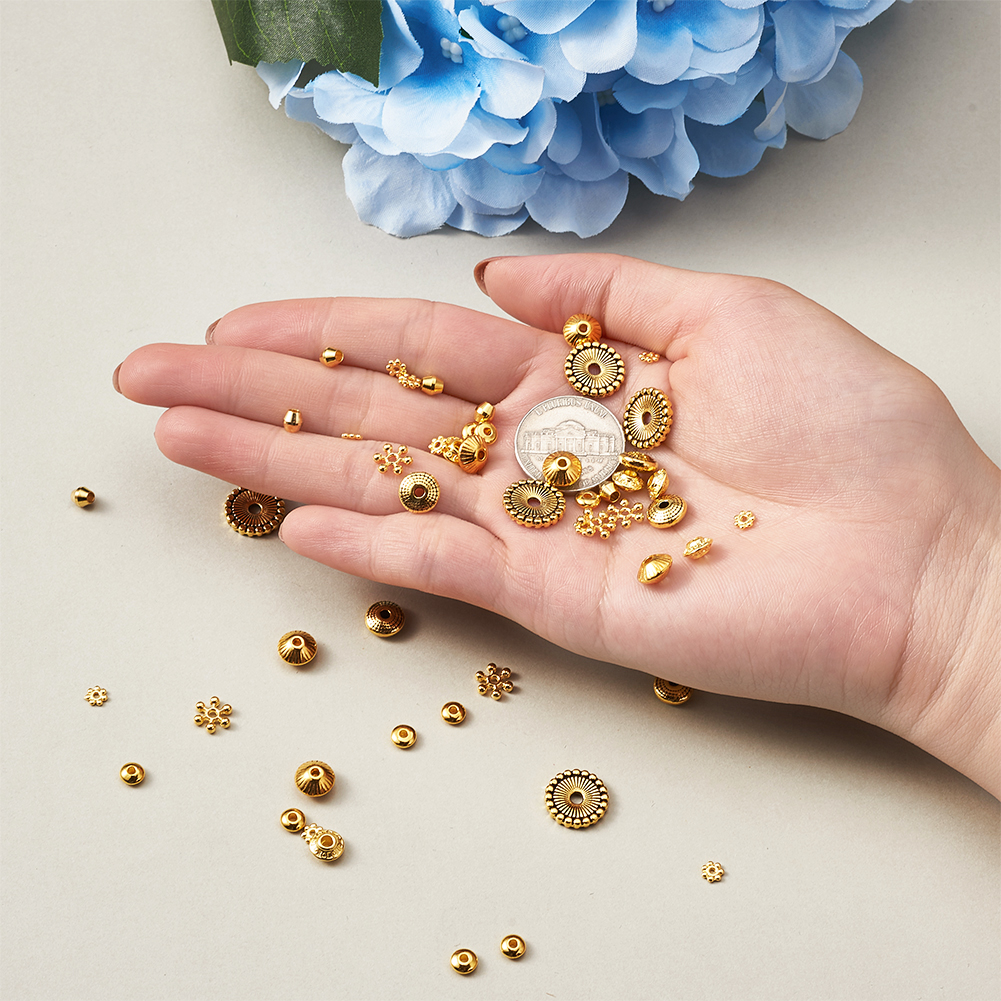 250pcs Smooth Brass Metal Beads Rondelle Large Hole Loose Spacer Beading 8x5.5mm