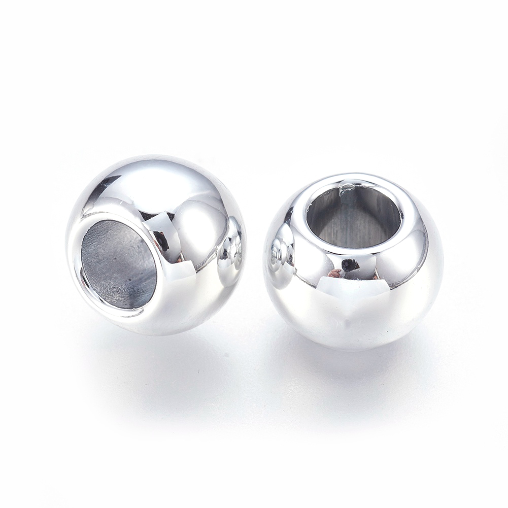 10x Unfading Alloy European Big Hole Rondelle Silver Bead Jewelry Making 12x9mm