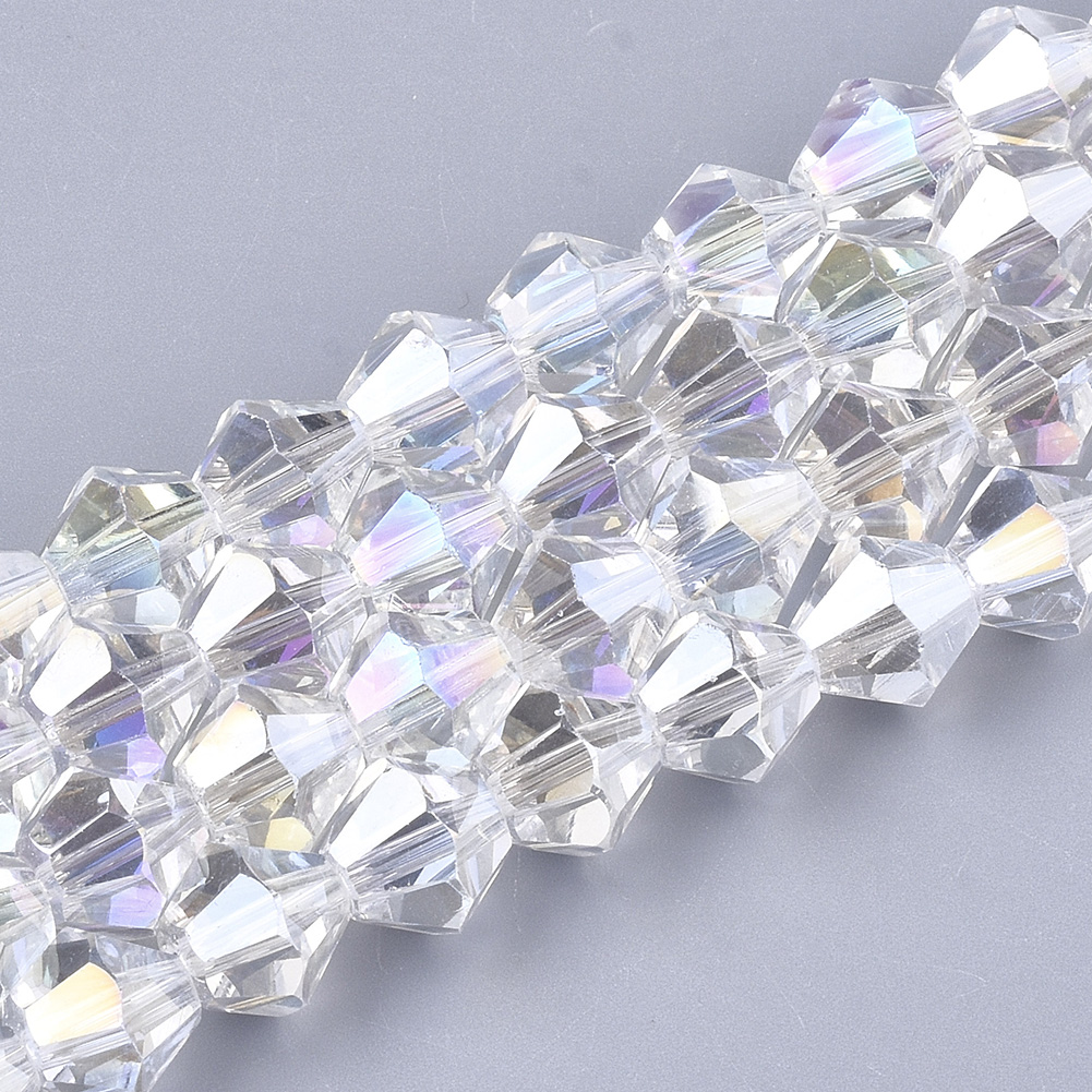 50pc/Strd Faceted Electroplate Glass Bicone Beads Pearl Luster Plated Spacer 6mm - Picture 13 of 18