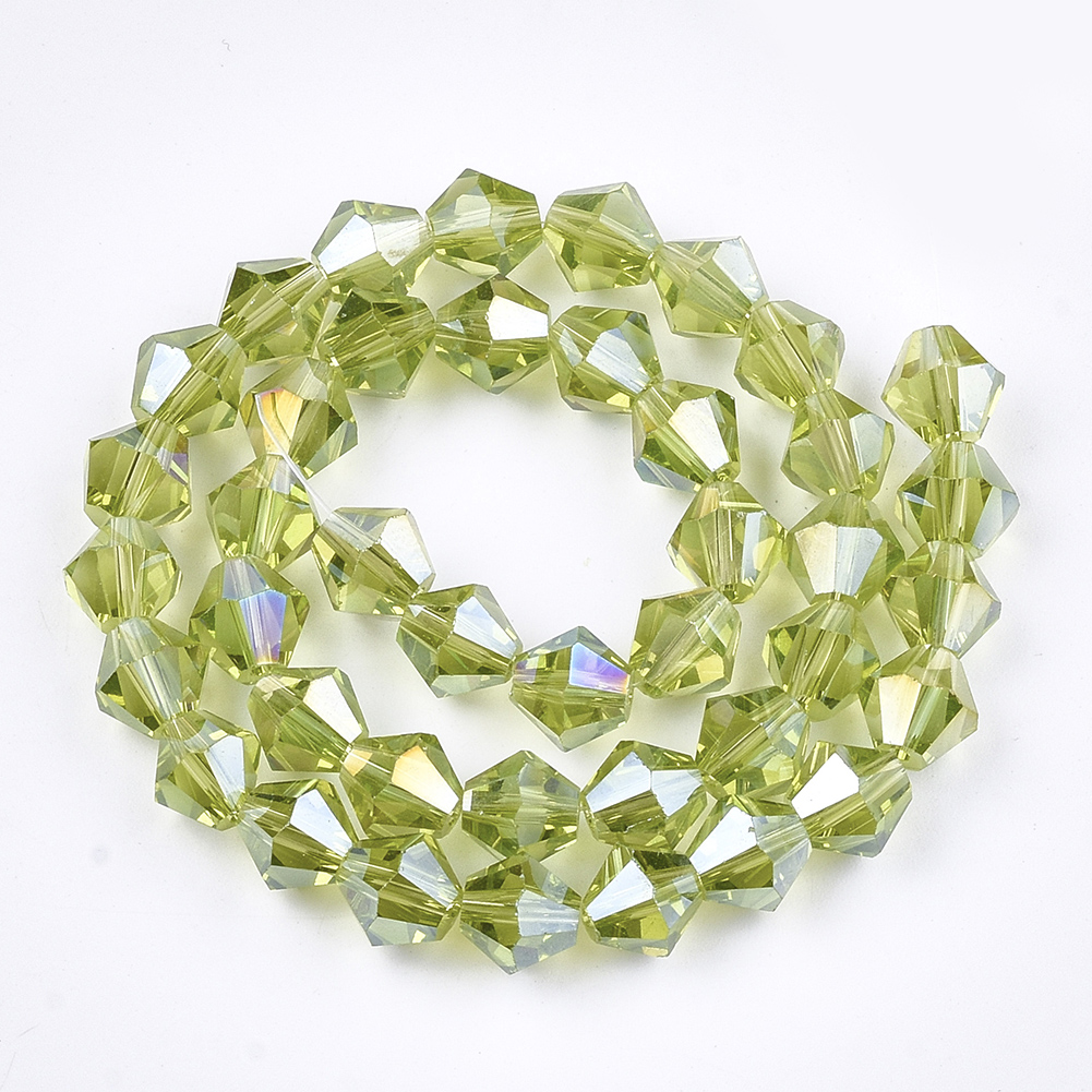 50pc/Strd Faceted Electroplate Glass Bicone Beads Pearl Luster Plated Spacer 6mm - Picture 16 of 18
