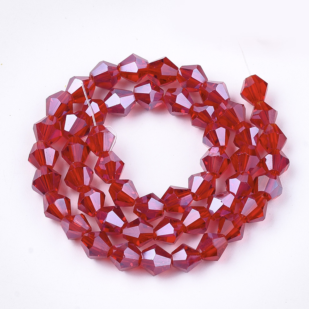 50pc/Strd Faceted Electroplate Glass Bicone Beads Pearl Luster Plated Spacer 6mm - Picture 4 of 18