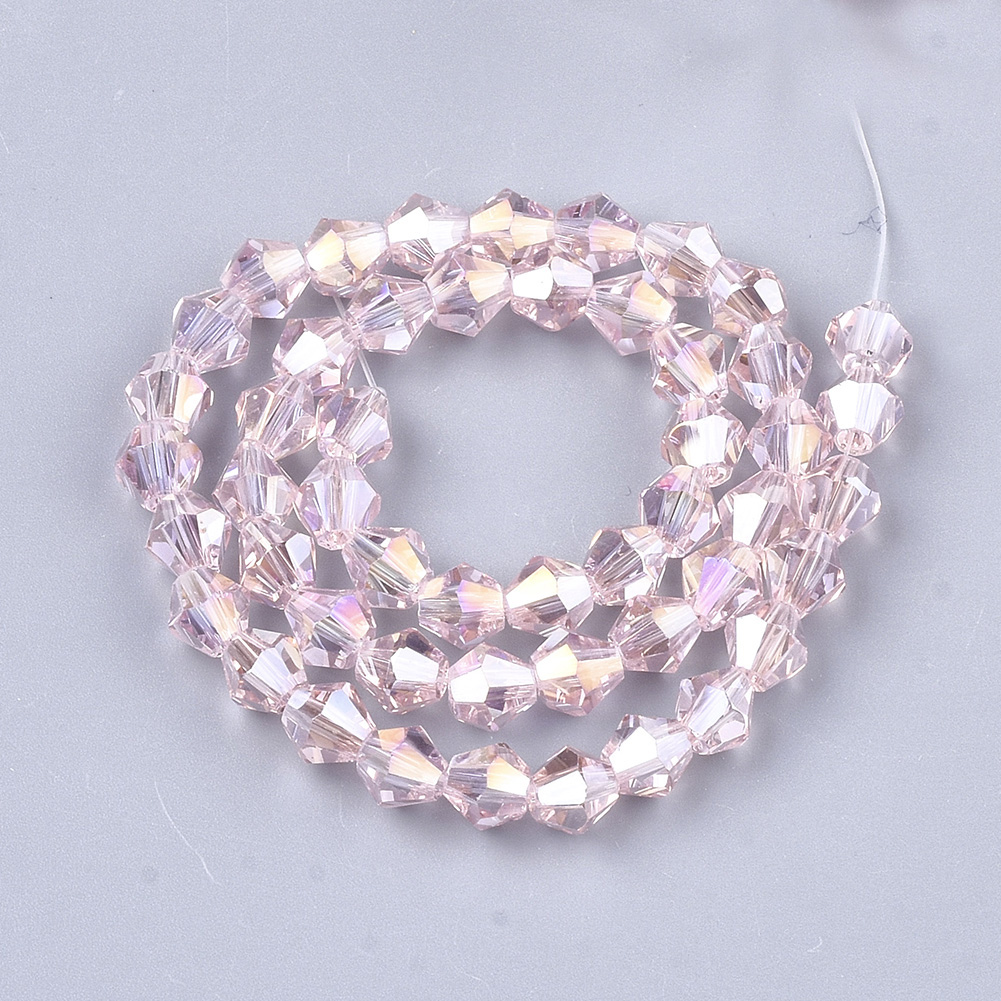 50pc/Strd Faceted Electroplate Glass Bicone Beads Pearl Luster Plated Spacer 6mm - Picture 6 of 18
